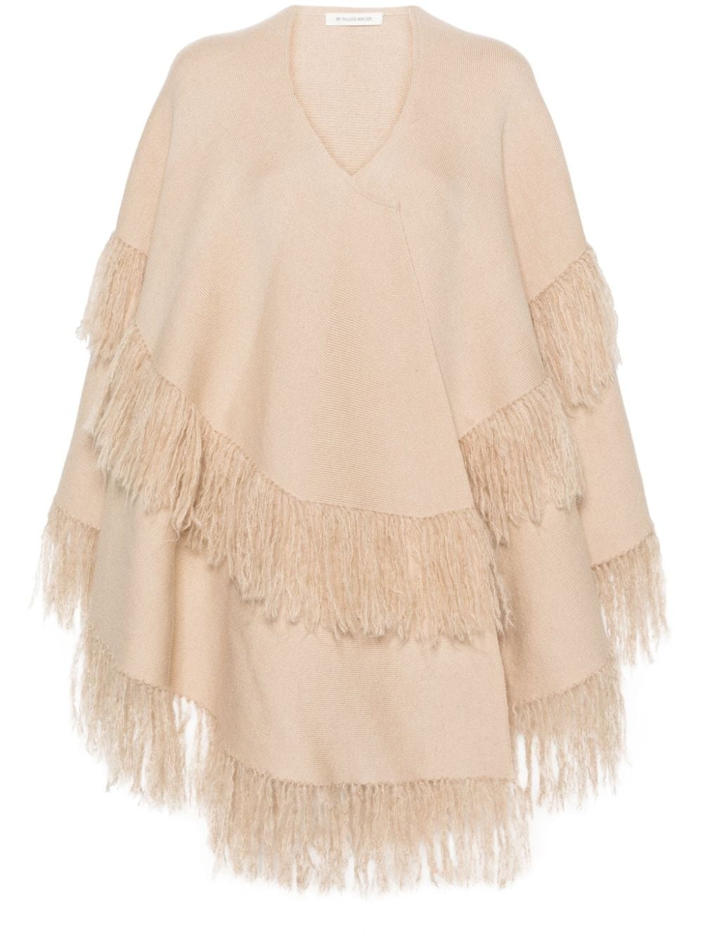 fringed wool-blend cape - 1