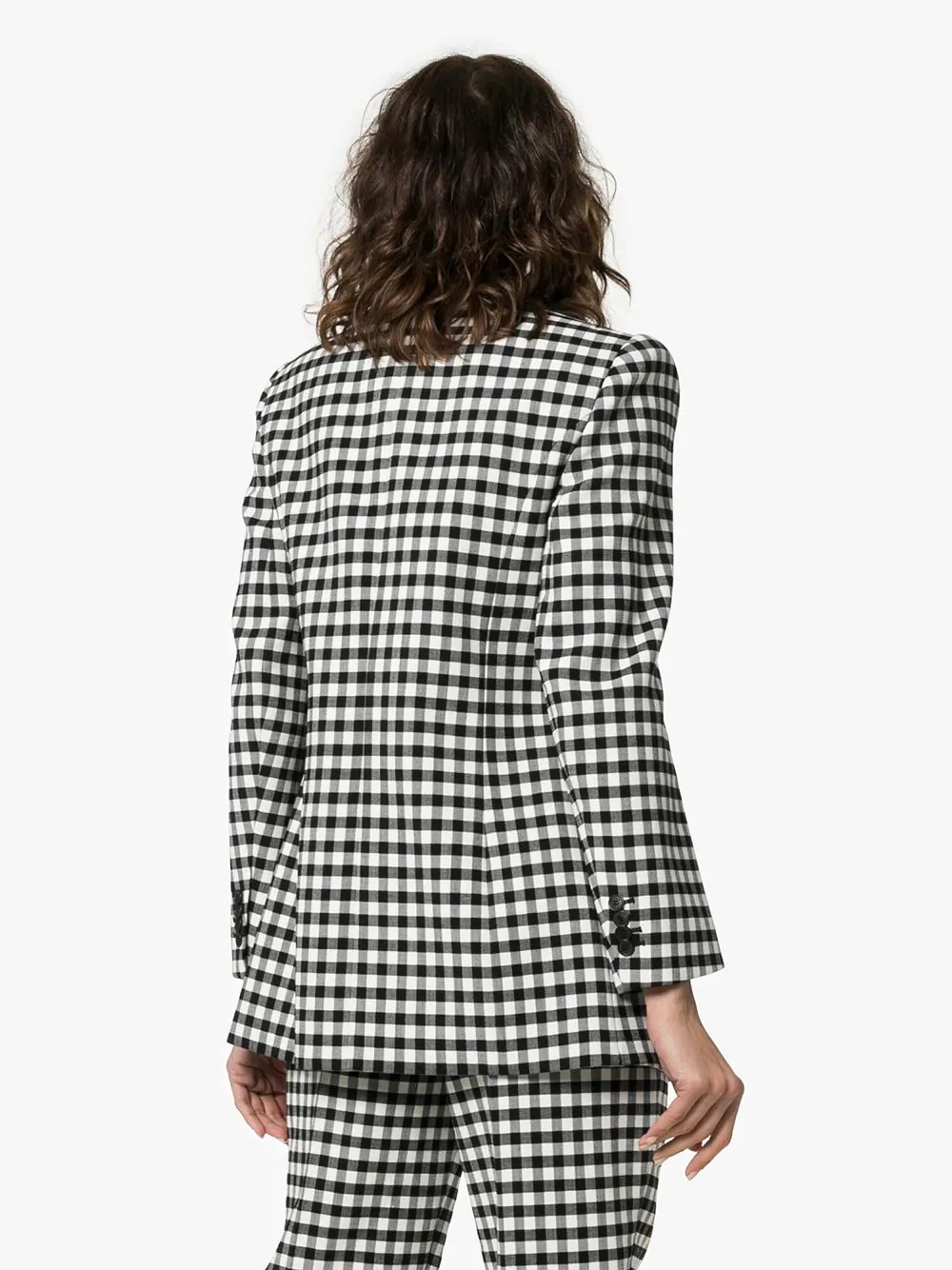 checked wool hourglass waist blazer - 4