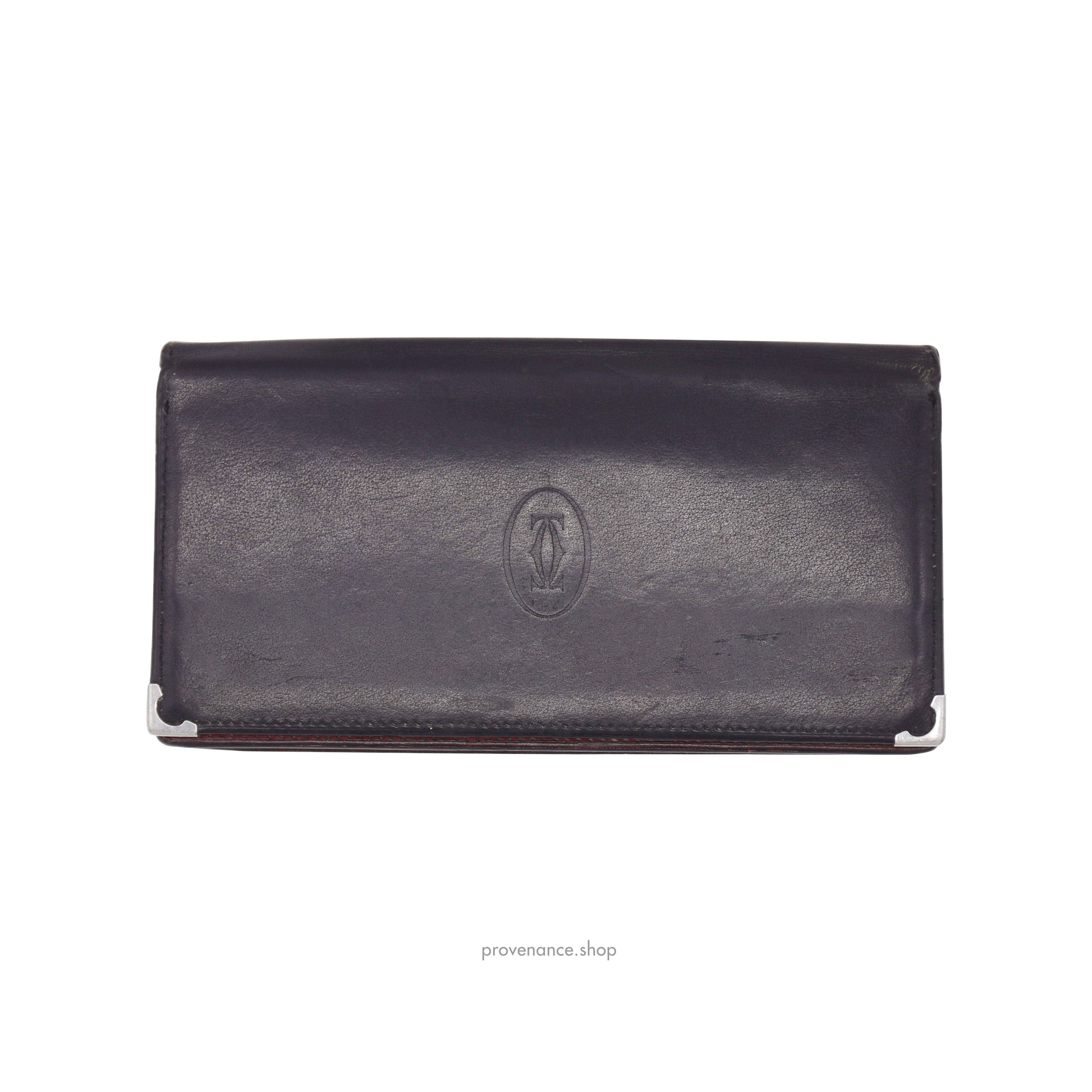 Cartier Long Wallet - Black & Burgundy Leather - 1