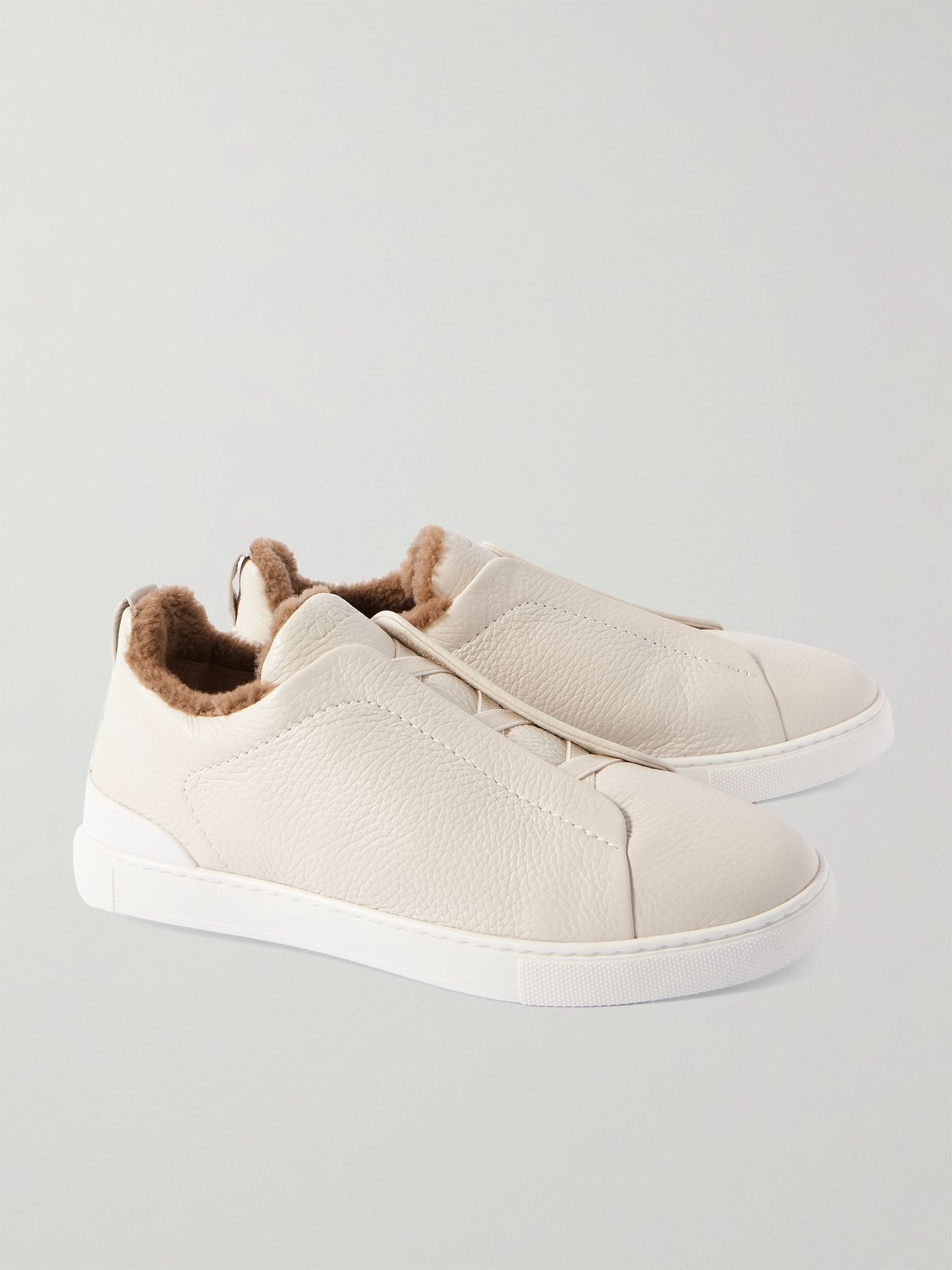 Triple Stitch™ Shearling-Lined Leather Sneakers Off-white - 4