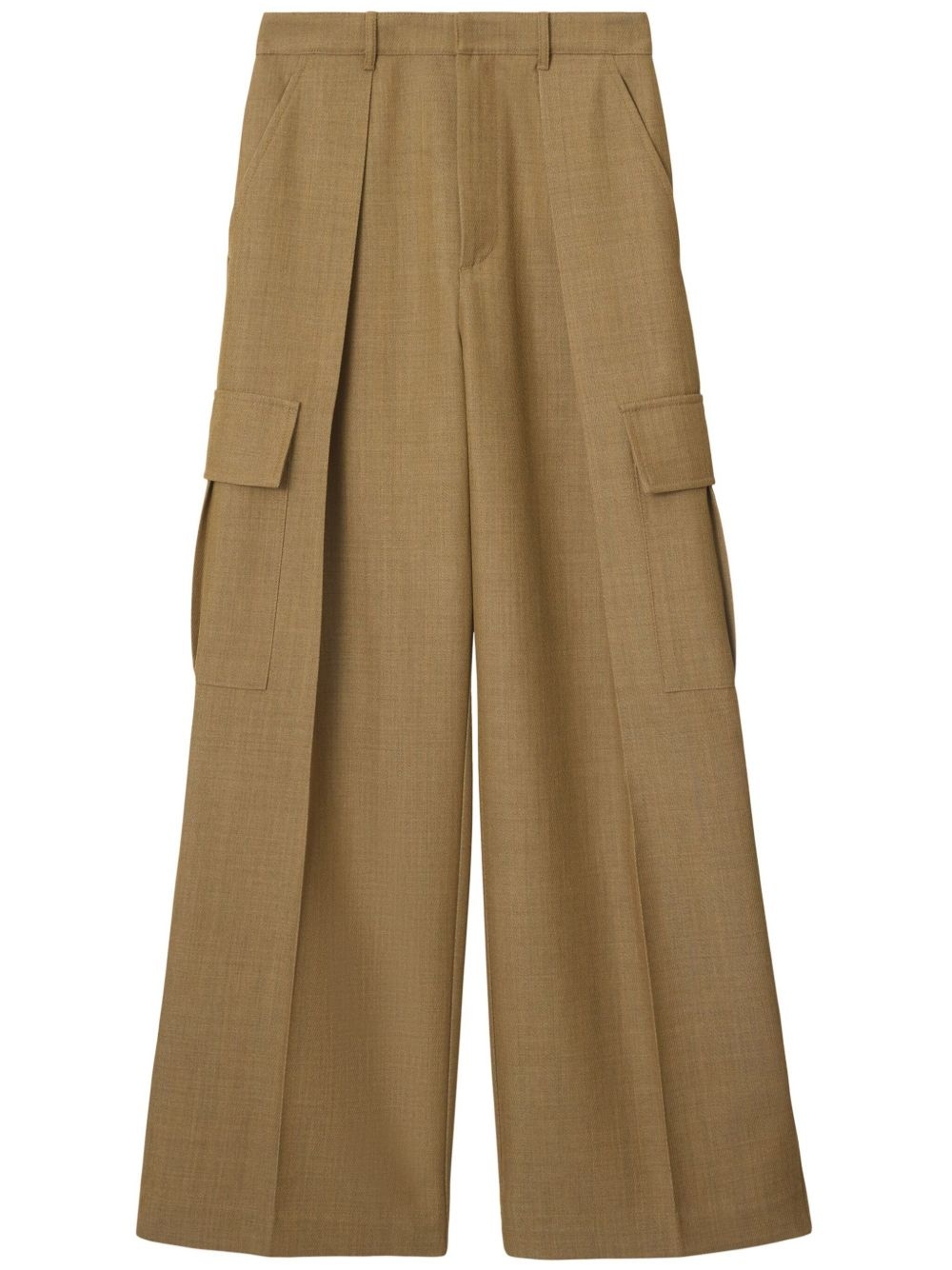 wide-leg wool cargo trousers - 1