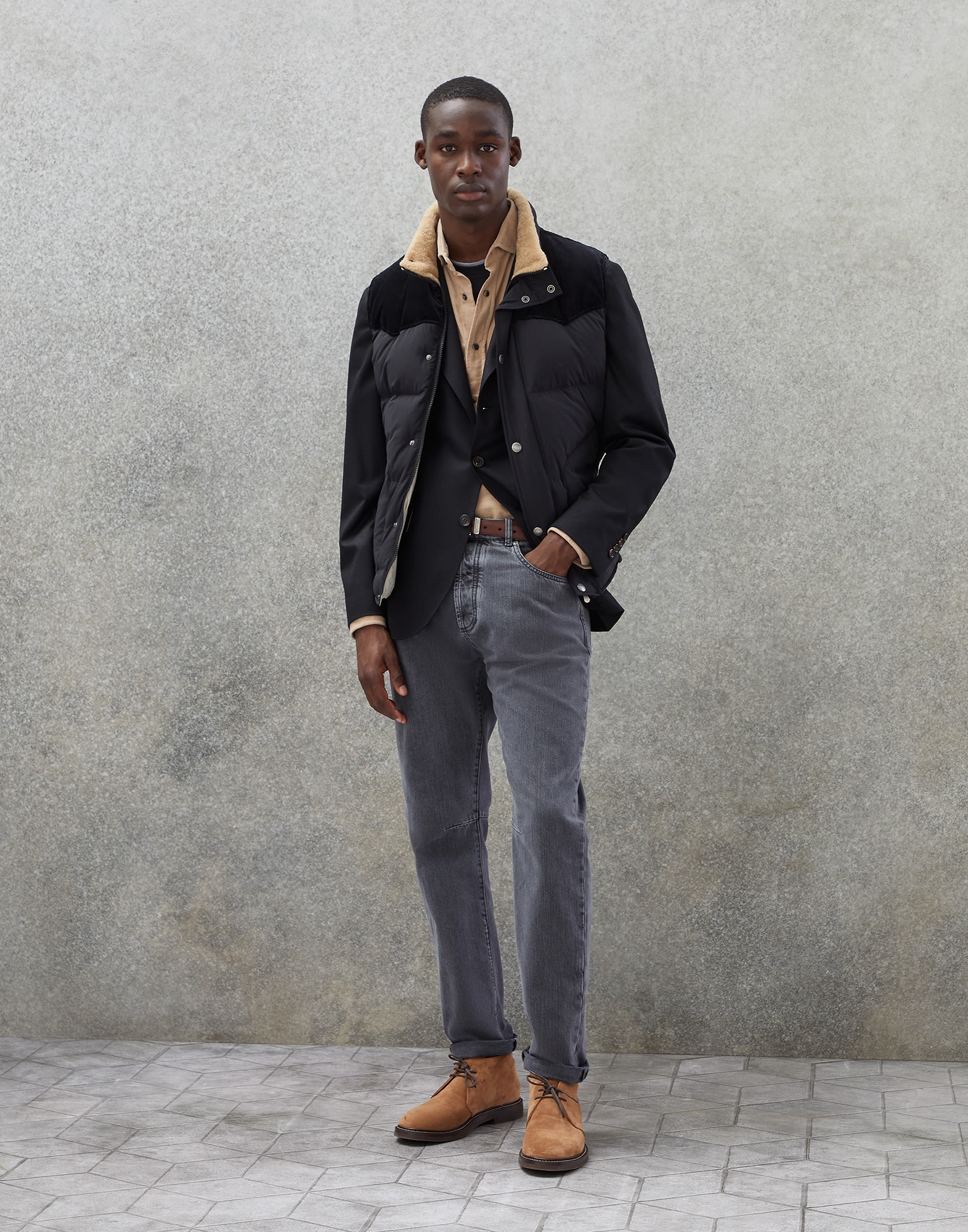 Dark grey denim leisure fit five-pocket trousers - 4