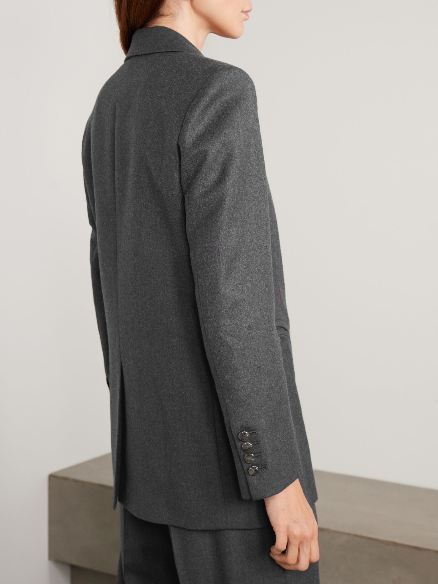 Everyday double-breasted wool-twill blazer Dark gray - 4