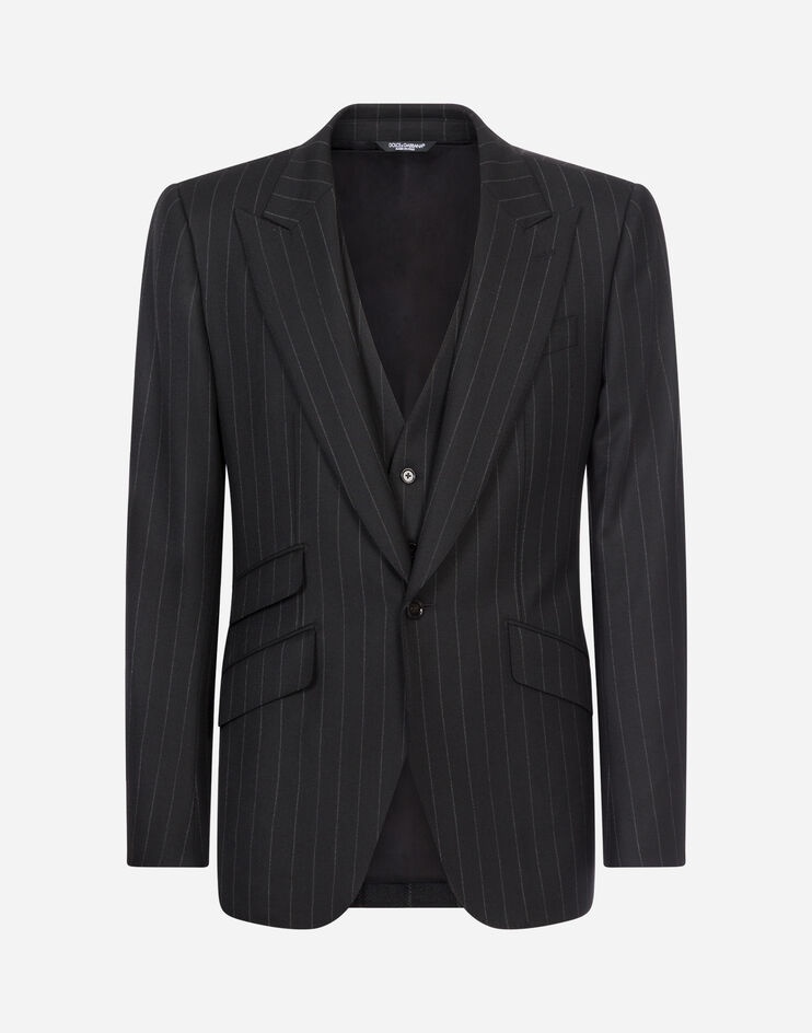 Pinstripe Sicilia-fit suit in stretch wool - 3