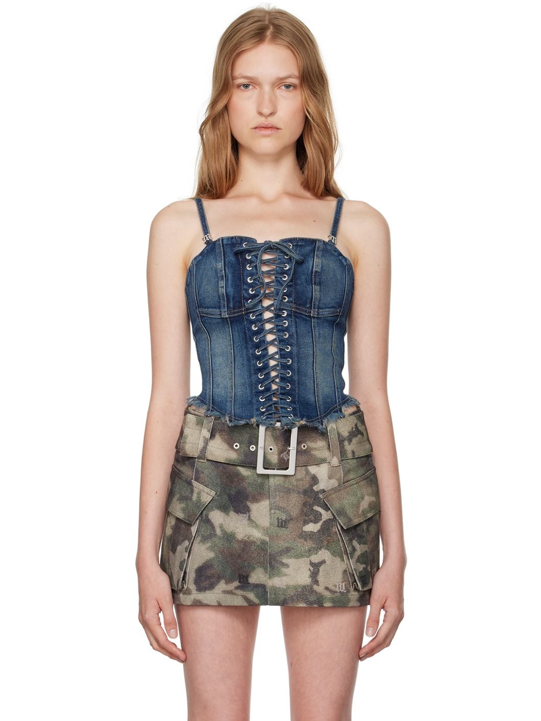 Blue Lara Denim Corset Top - 1