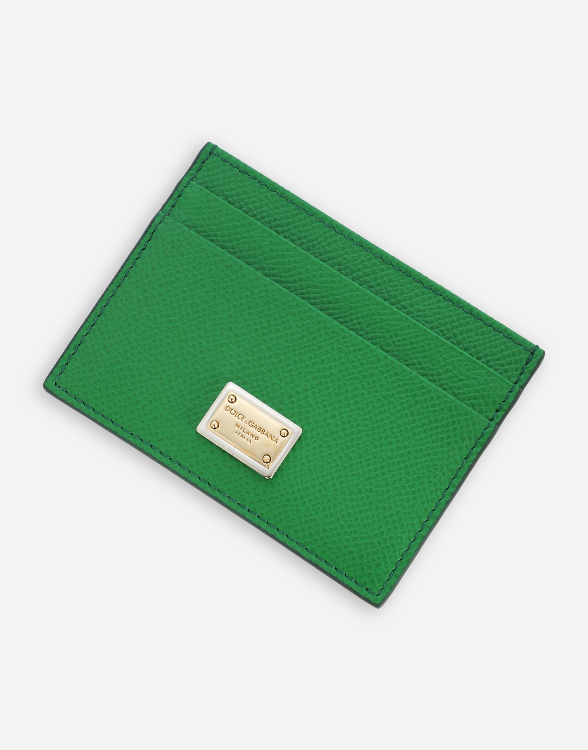 Dauphine calfskin card holder with branded tag - 4