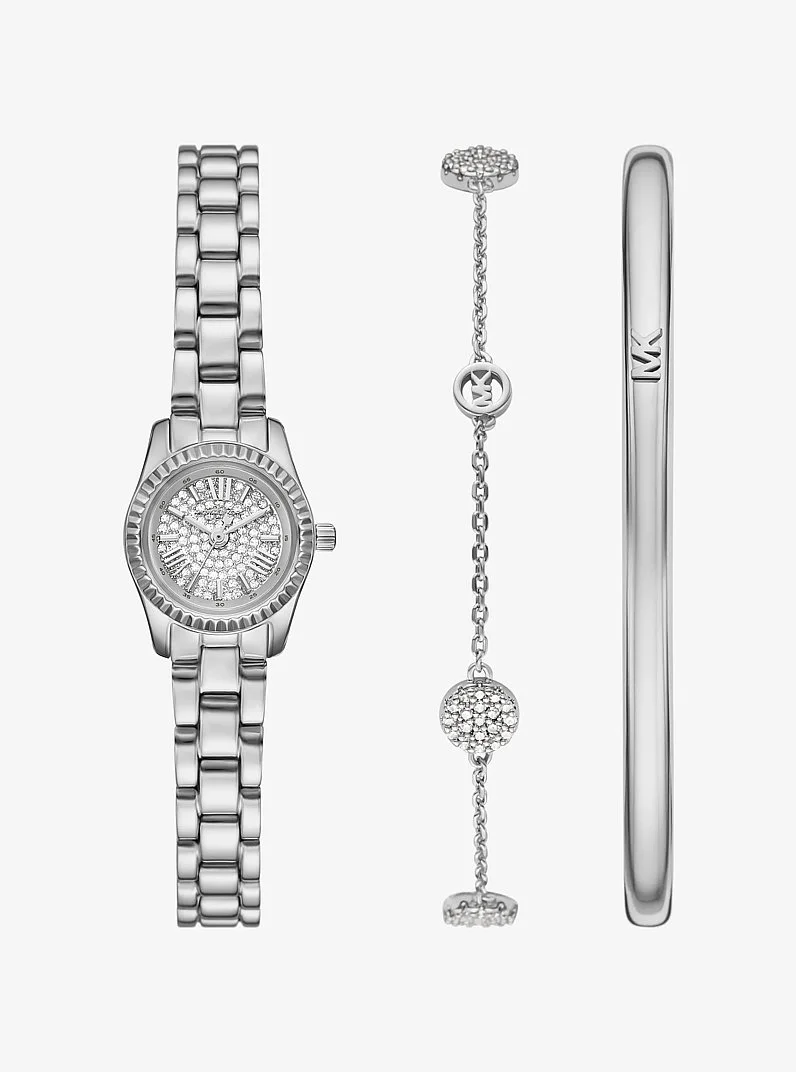 Petite Lexington Pavé Silver-Tone Watch and Jewelry Gift Set - 1