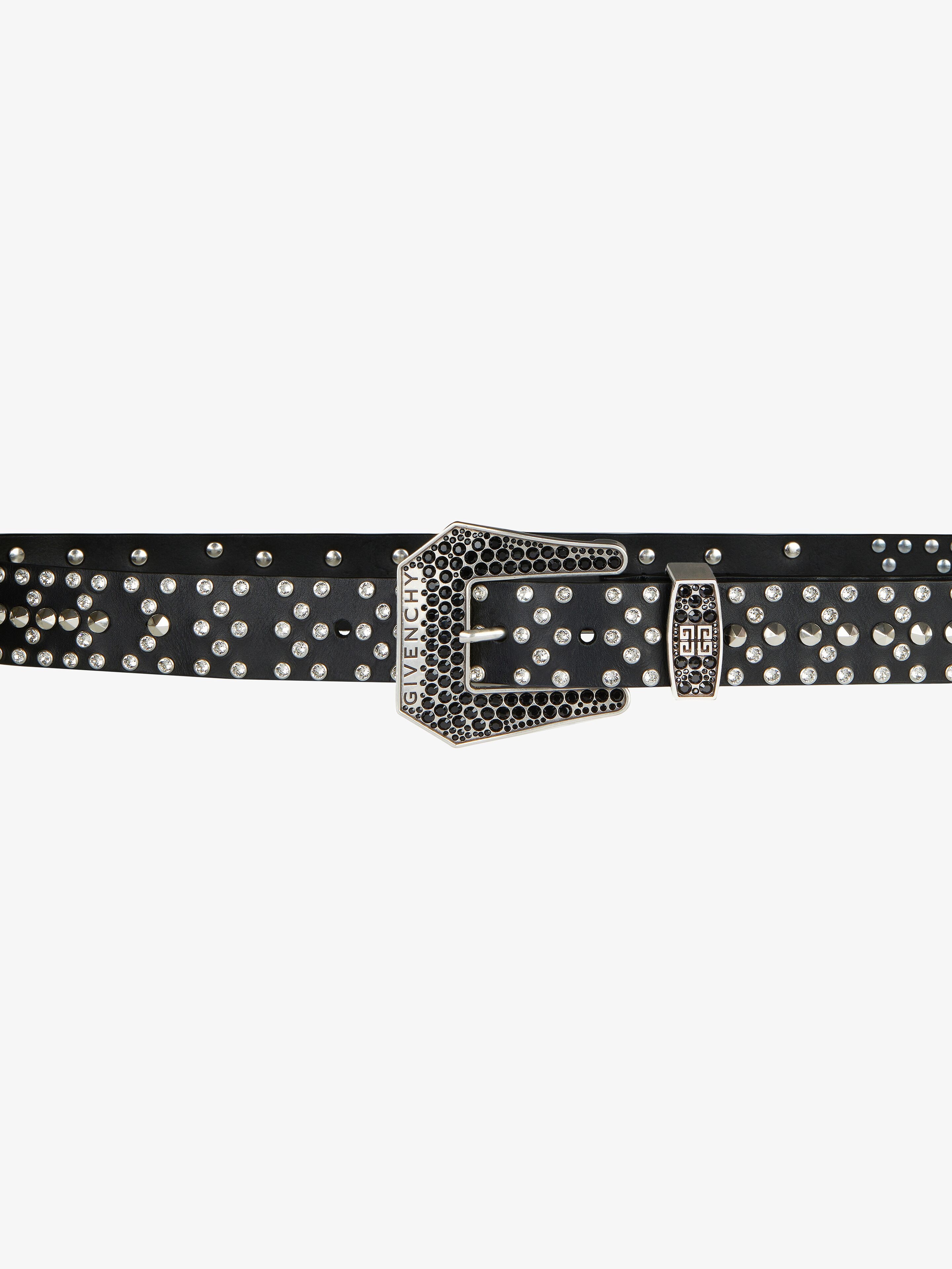 BELT IN LEATHER WITH STUDS AND CRYSTALS - 2