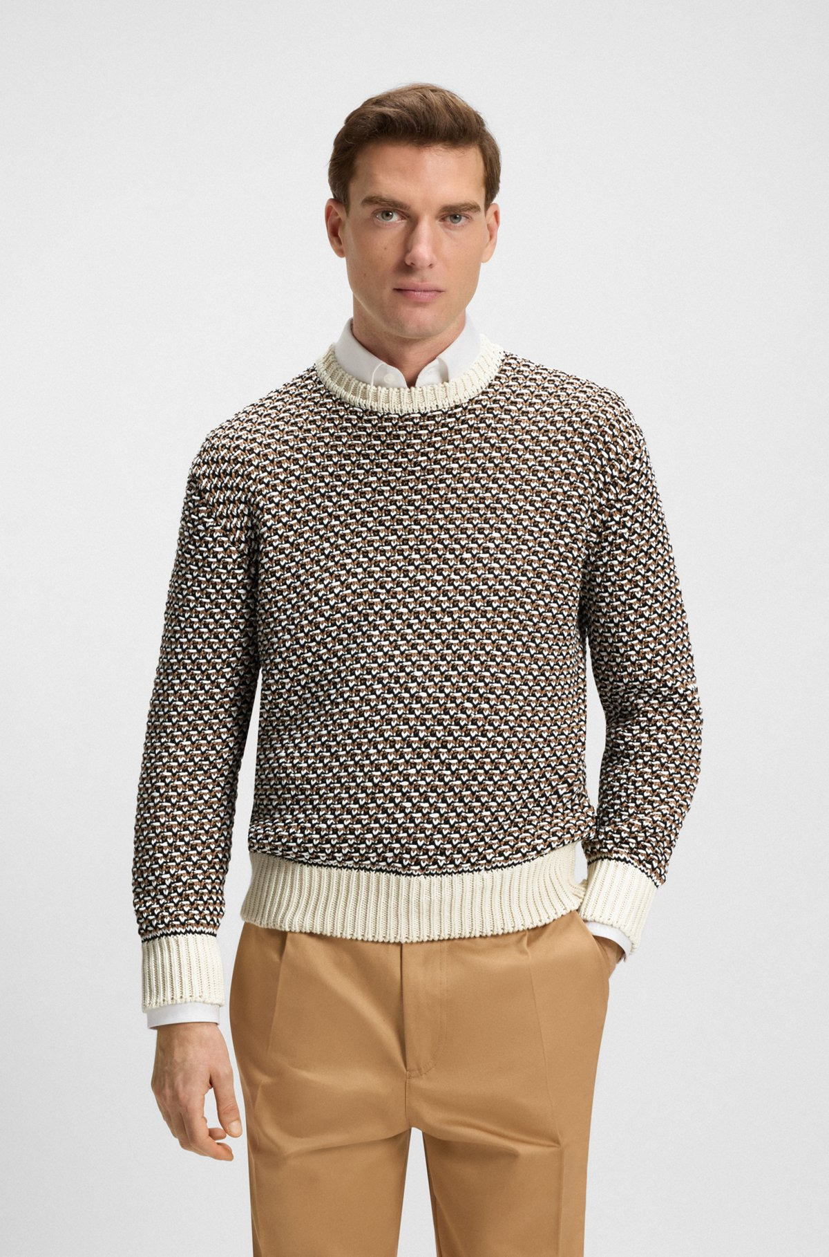 COTTON SWEATER WITH RICH KNITTED STRUCTURE - 2