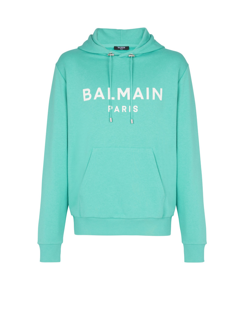 Cotton printed Balmain logo hoodie 1