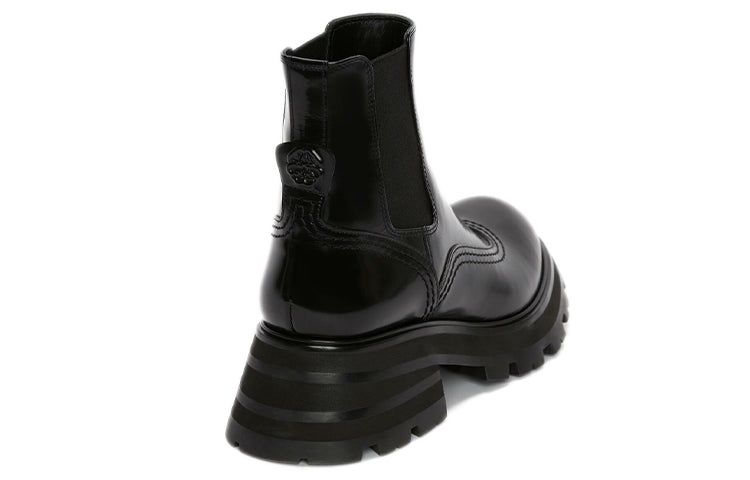 (WMNS) Alexander McQueen Leather Chelsea Ankle Boots 'Black' 666368WHZ841000 - 4