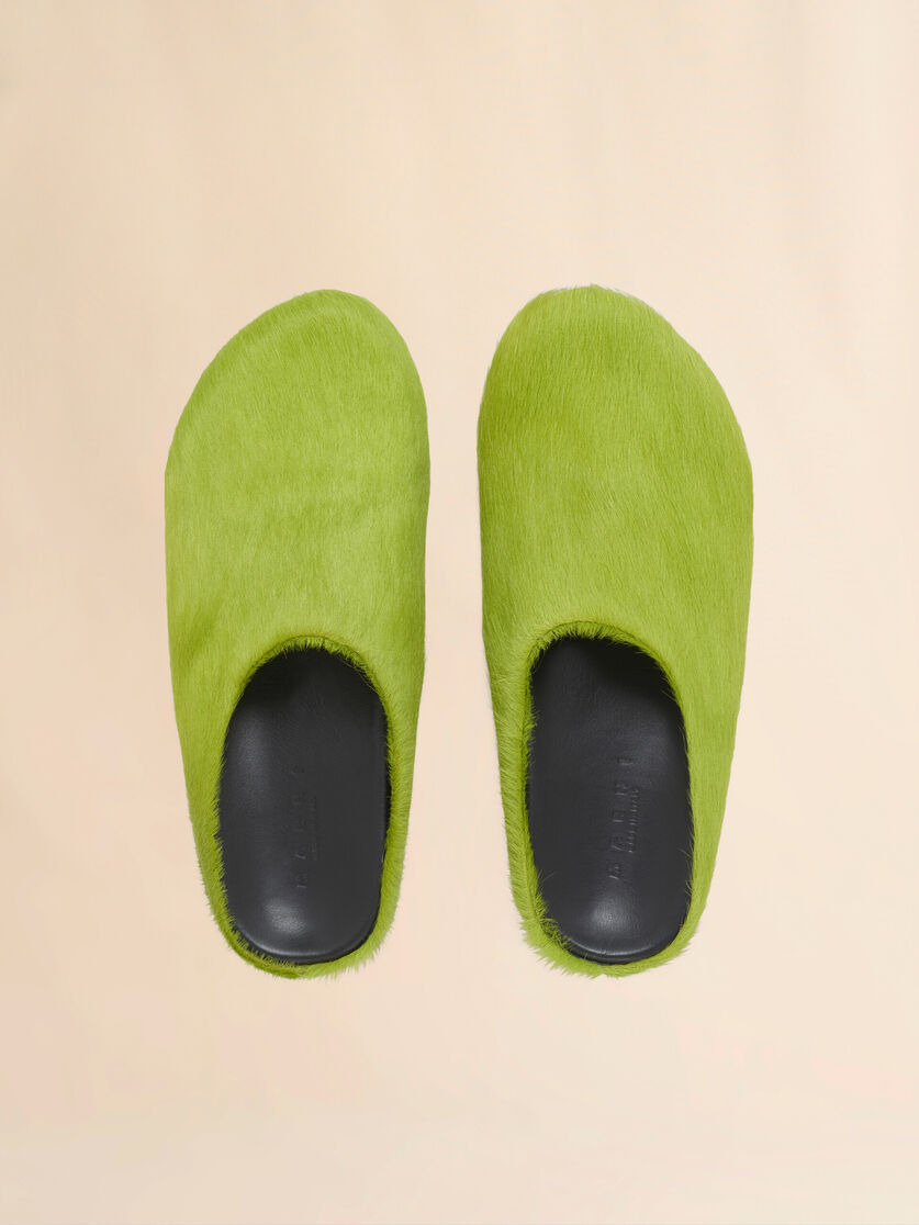 GREEN LONG HAIR CALFSKIN FUSSBETT SABOT - 4