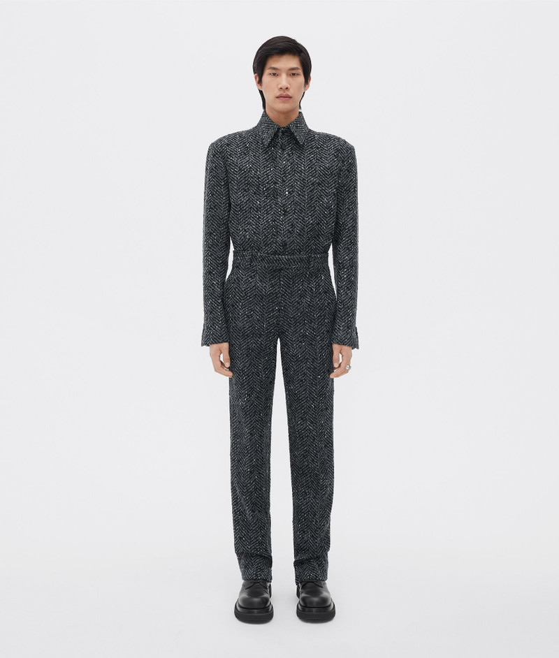 slim leg mouliné herringbone wool trousers 1