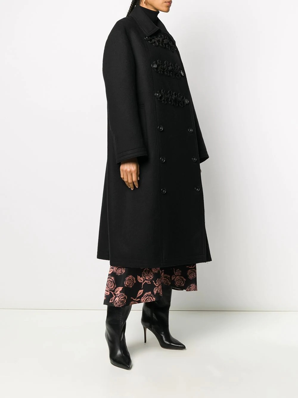 embroidered detail coat - 3