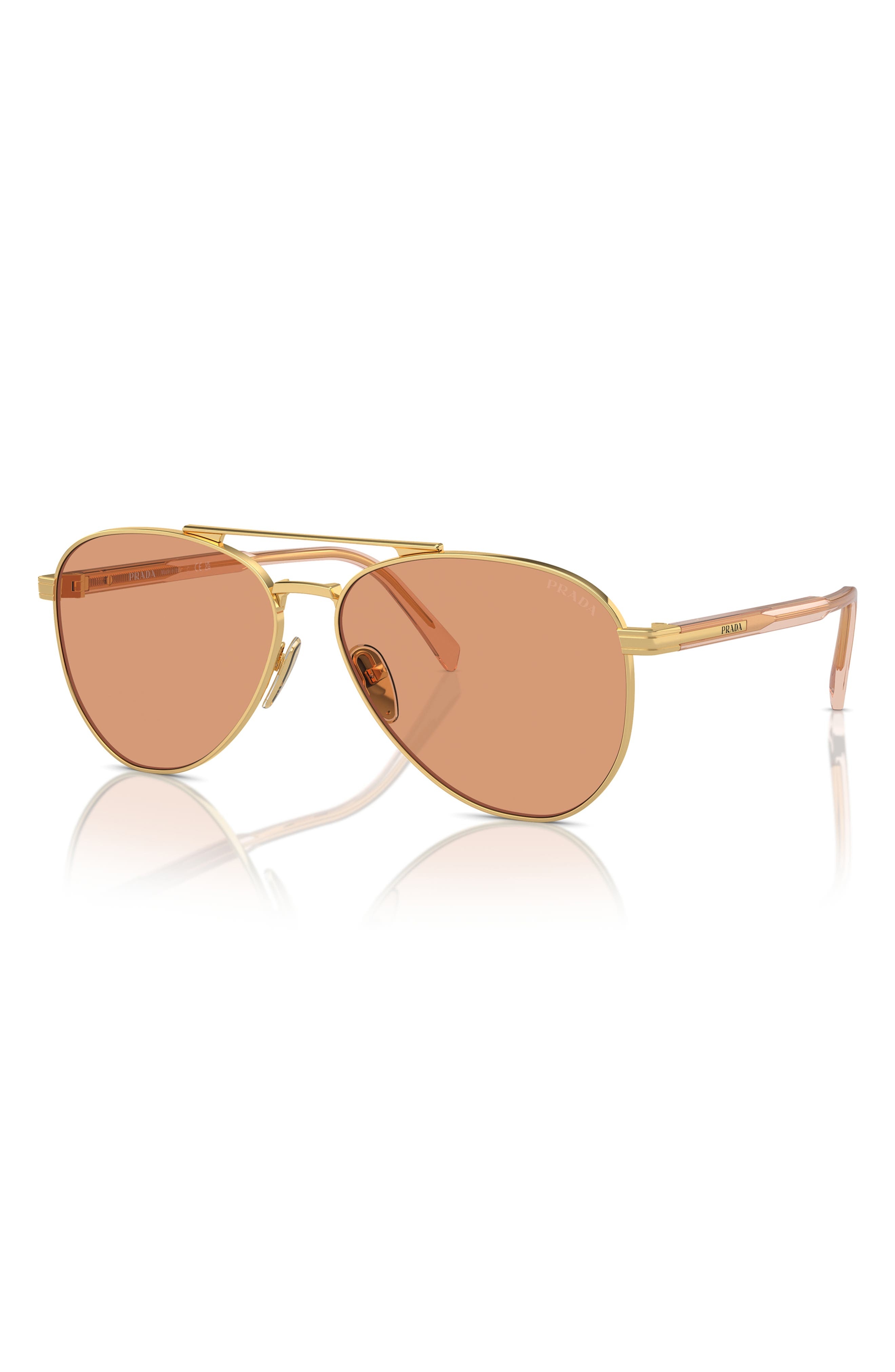 Prada 58mm Pilot Sunglasses in Gold/Peach at Nordstrom - 2