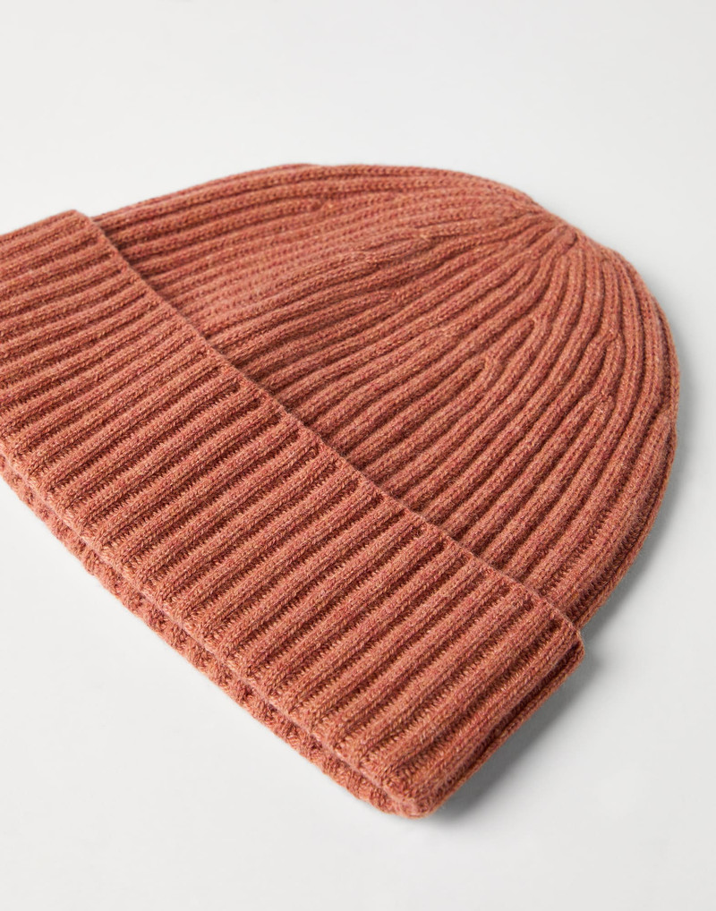 Brunello Cucinelli Cashmere English rib double knit beanie outlook