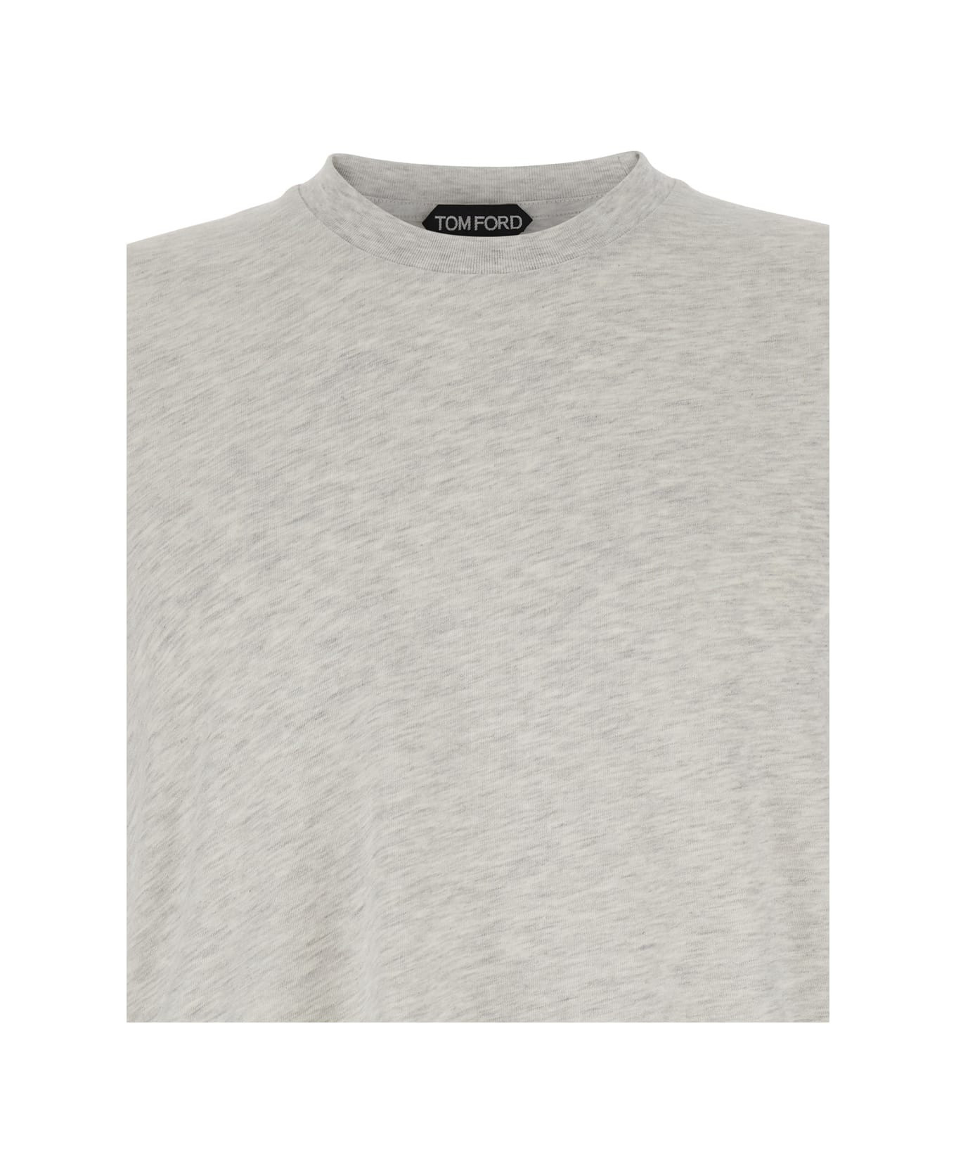 Grey Crewneck T-shirt In Cotton Blend Woman - 3