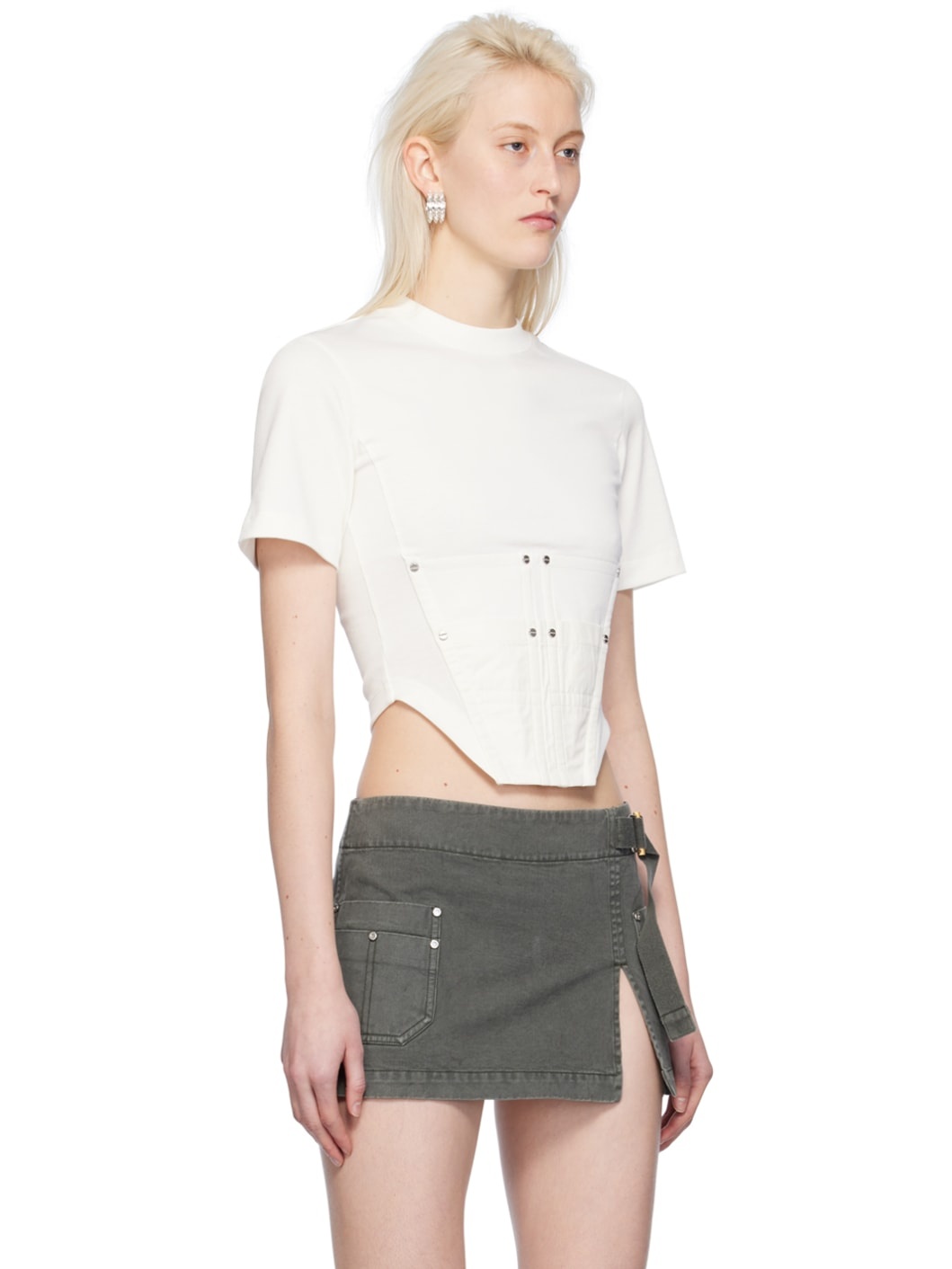 White Workwear Corset T-Shirt - 2