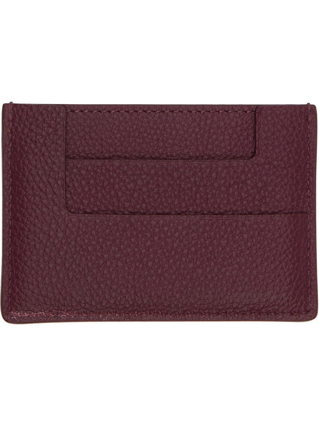 Burgundy Grain Leather Card Holder - 2