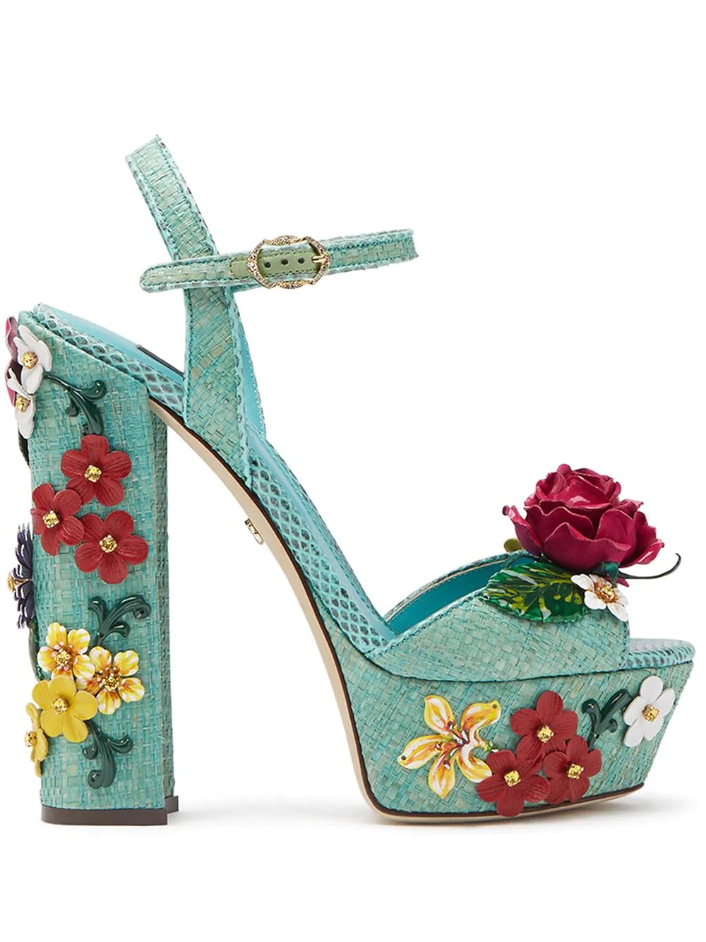 floral appliqué sandals - 1