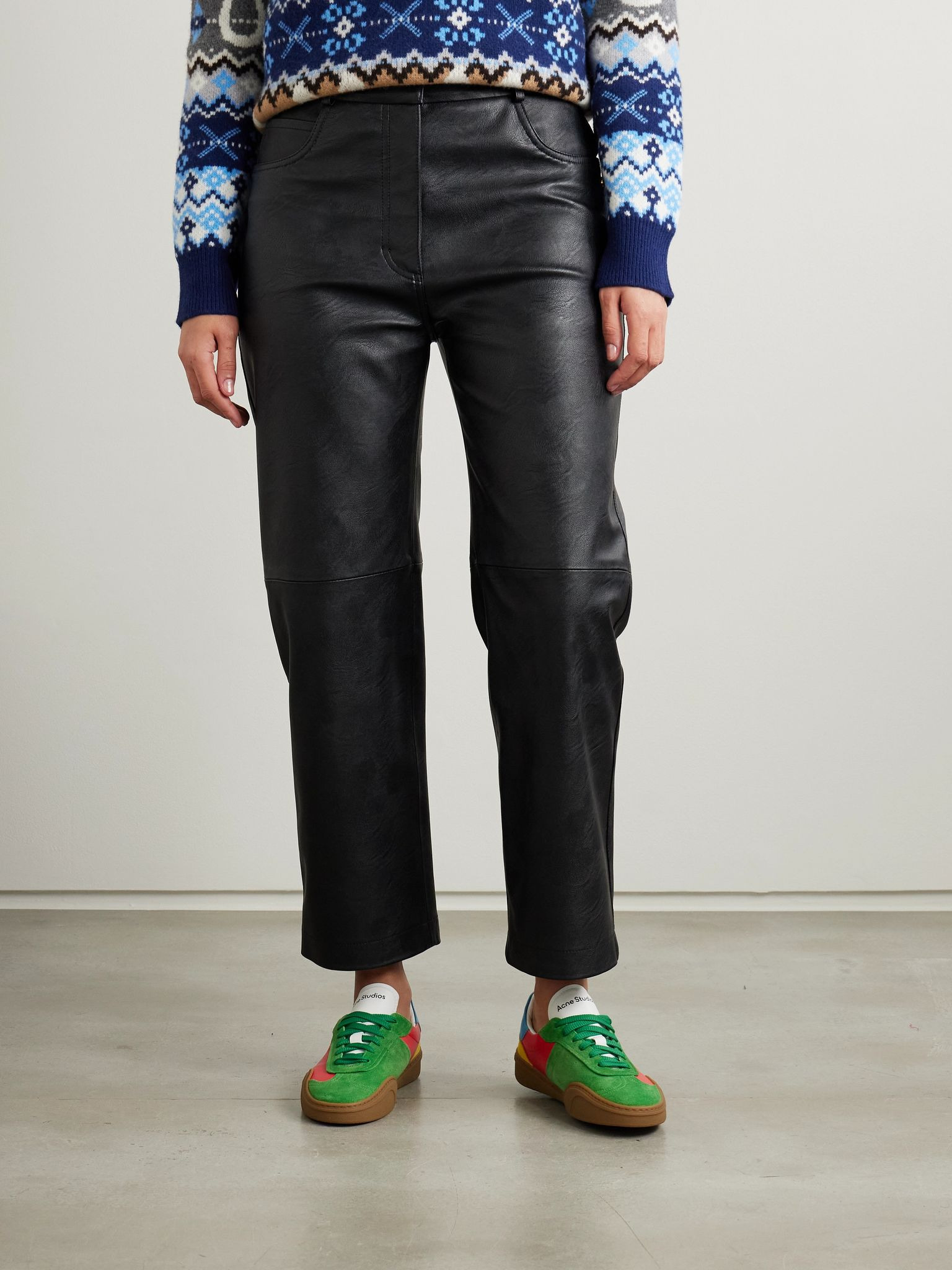 + NET SUSTAIN vegetarian leather straight-leg pants Black - 3