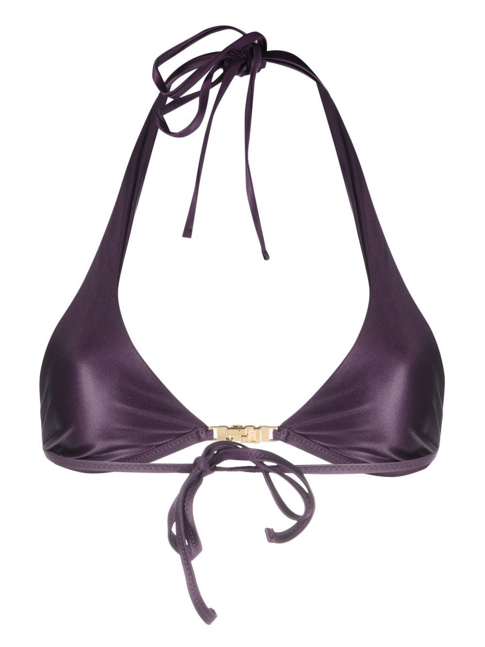 logo-plaque halterneck bikini top - 2