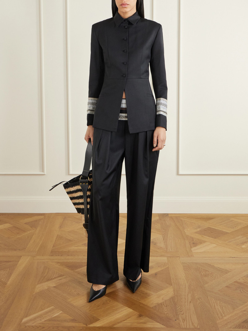 ABADIA Sadu Grosgrain-trimmed Wool-blend Twill Tapered Pants outlook