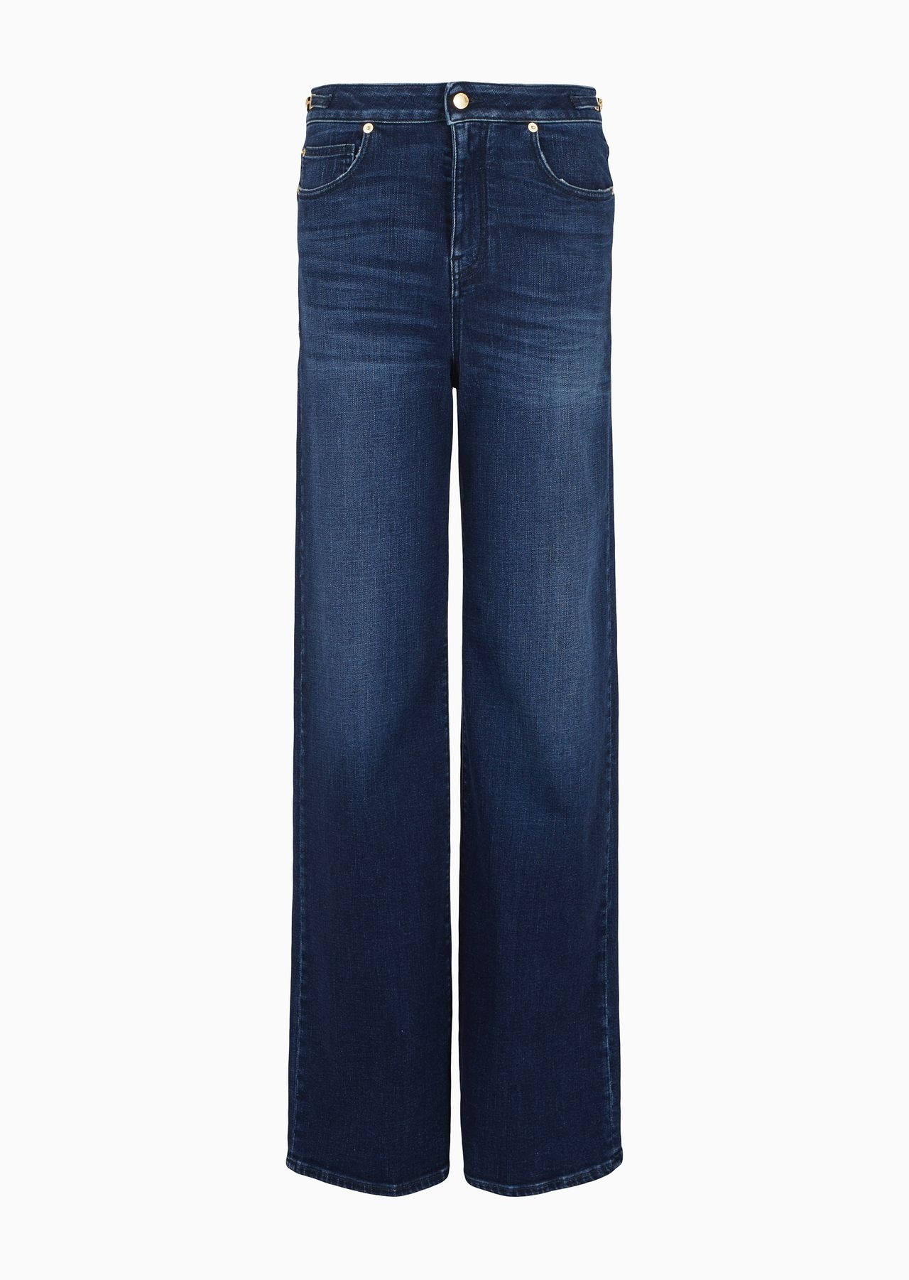 J8B High-waist wide-leg jeans in worn-look denim with chain detail - 1