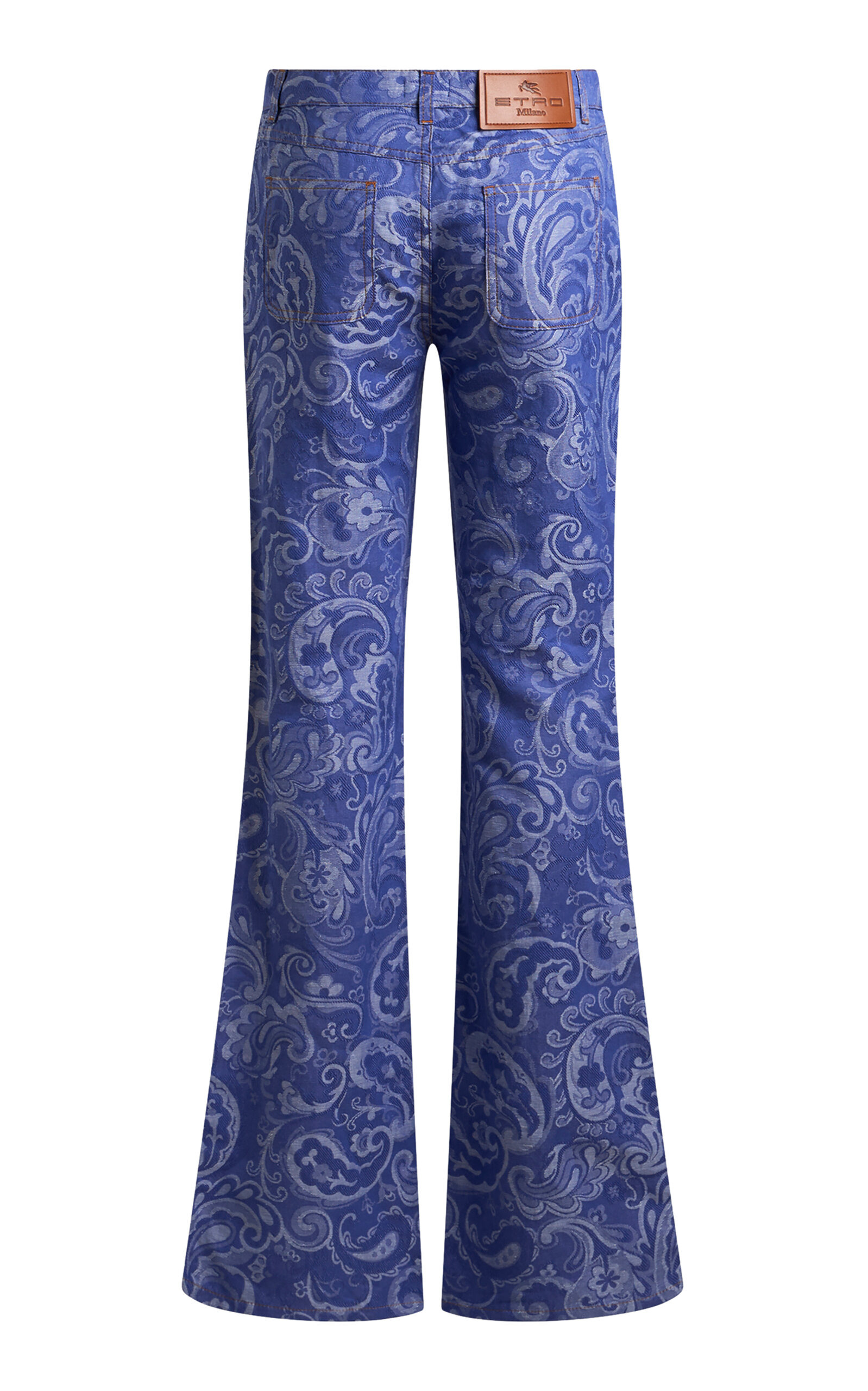 Printed Cotton-Linen Denim Pants blue - 3