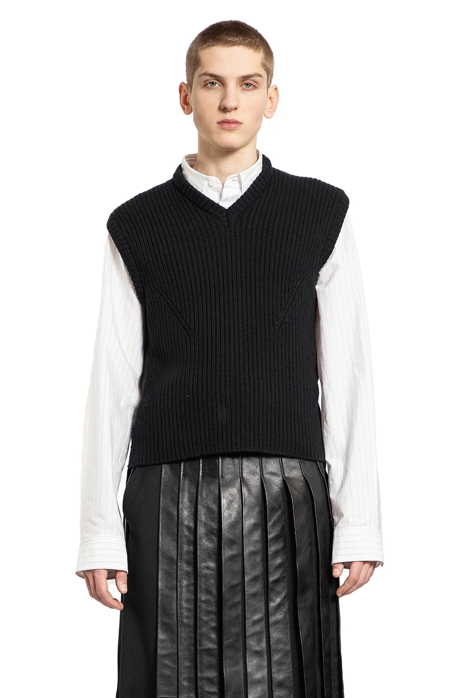 Reidar-Vest-In-Ribbed-Wool-And-Satin - 1