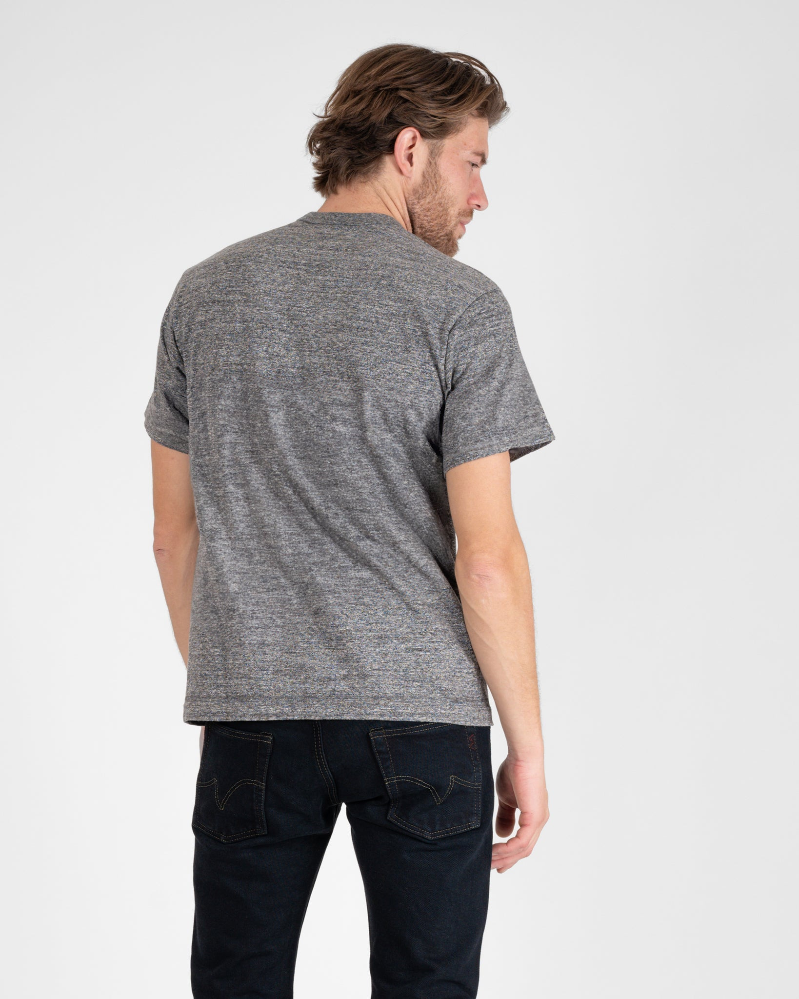 IHT-1610L-LGR 6.5oz Loopwheel Crew Neck T-Shirt with longer body - Light Grey - 3