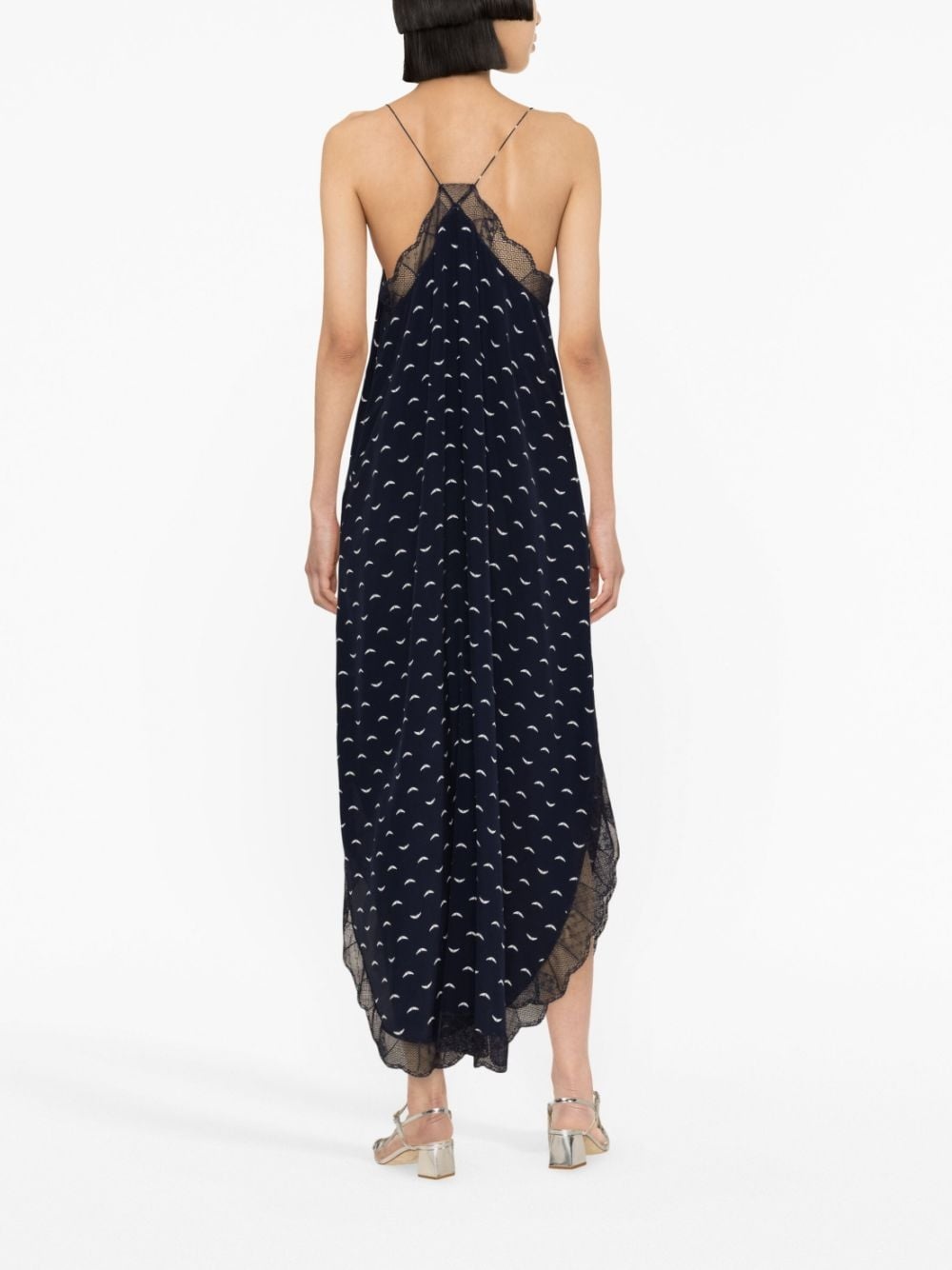lace-trim silk midi dress - 4