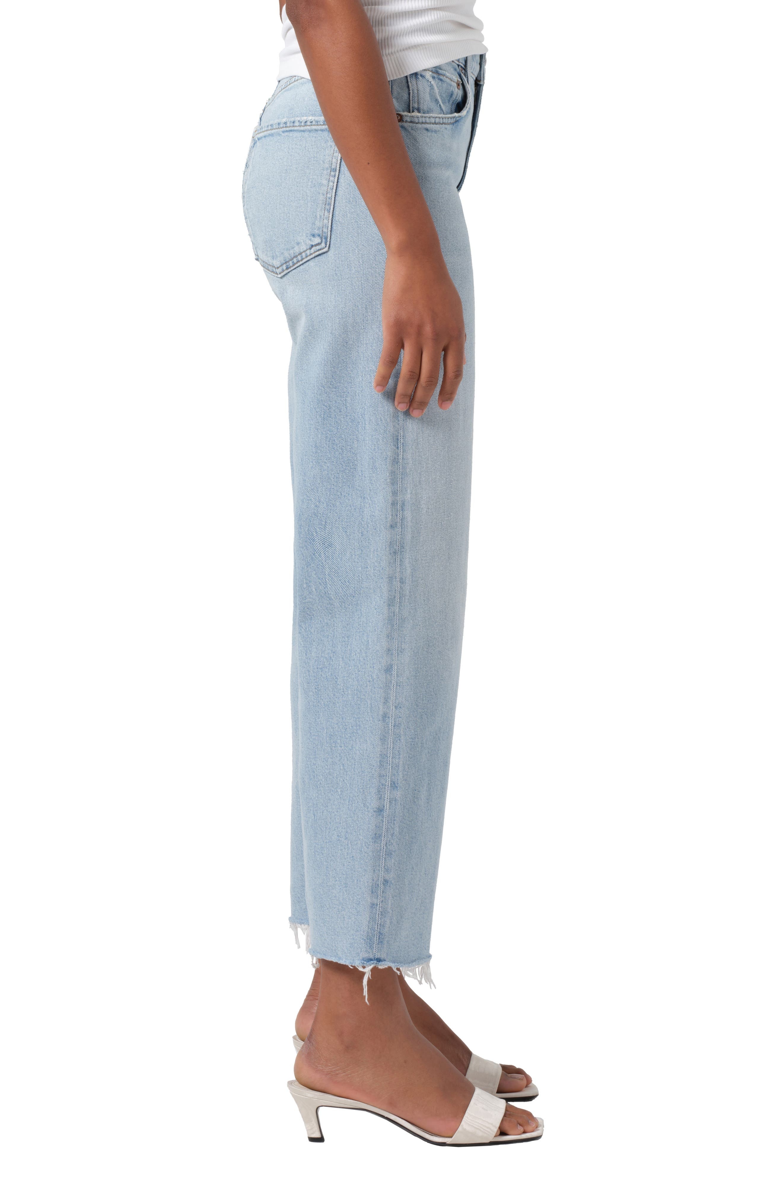 AGOLDE Ren Raw Hem High Waist Ankle Wide Leg Jeans in Beam at Nordstrom - 3