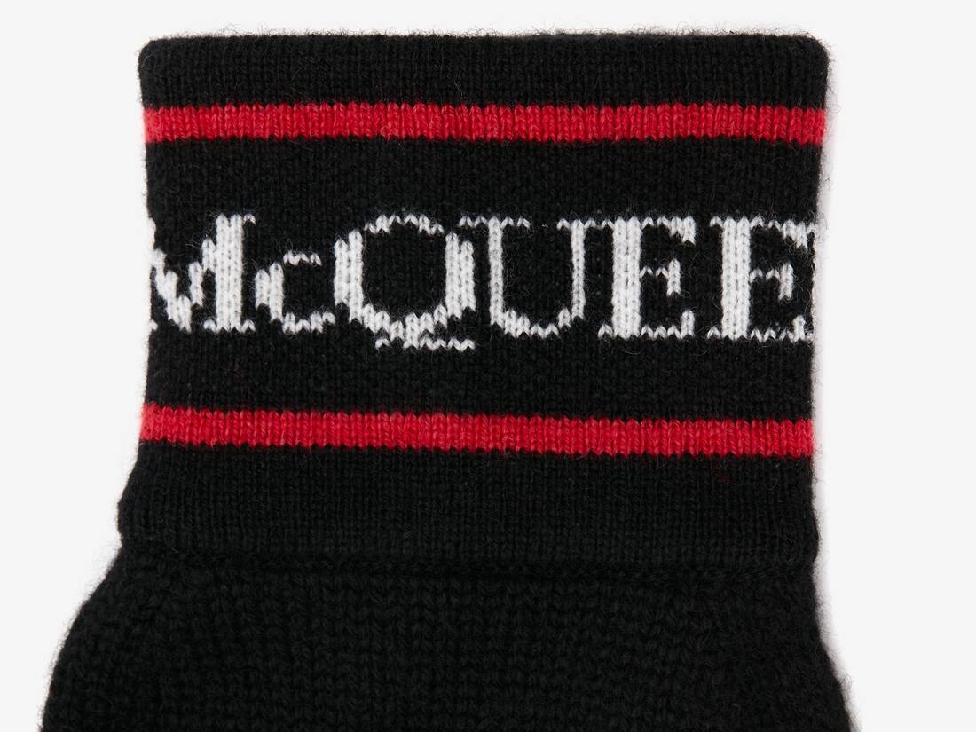 Men's Selvedge Tape Knit Gloves in Black/red - 3