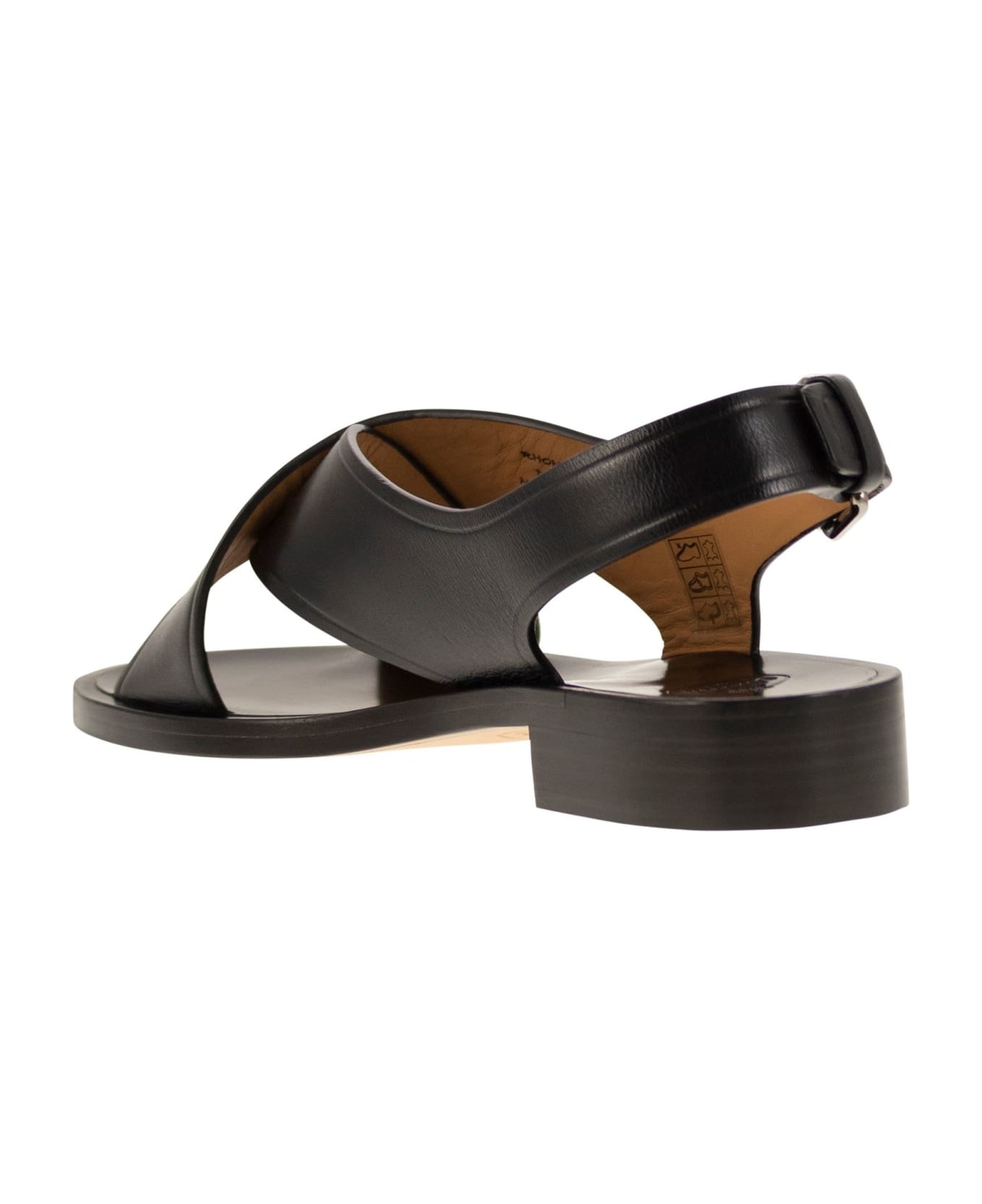 Black Leather Rhonda Sandals - 3