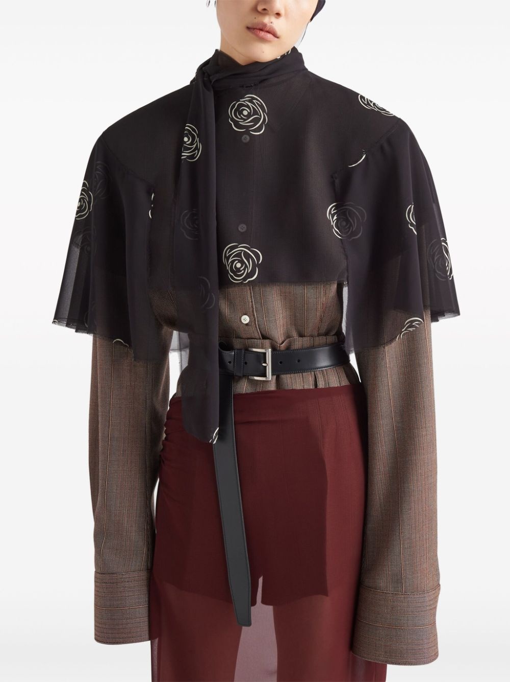Prada rose-print georgette cape | farfetch | REVERSIBLE