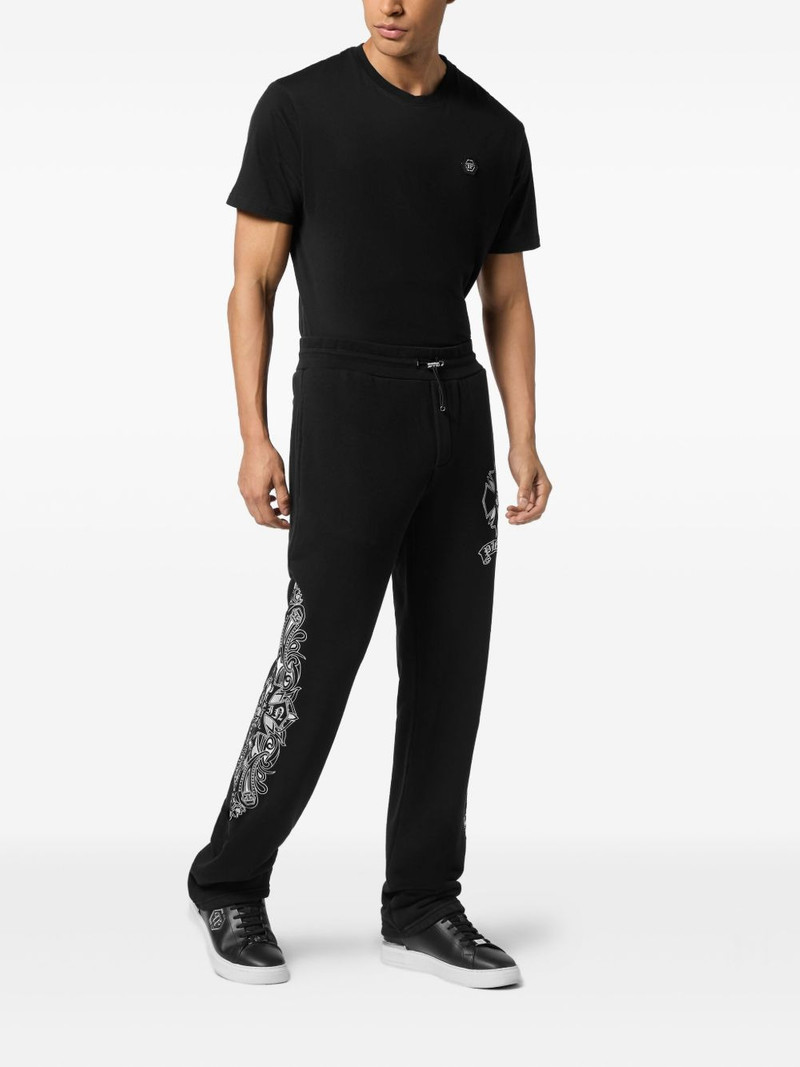 PHILIPP PLEIN chrome-crest-embroidered track pants outlook