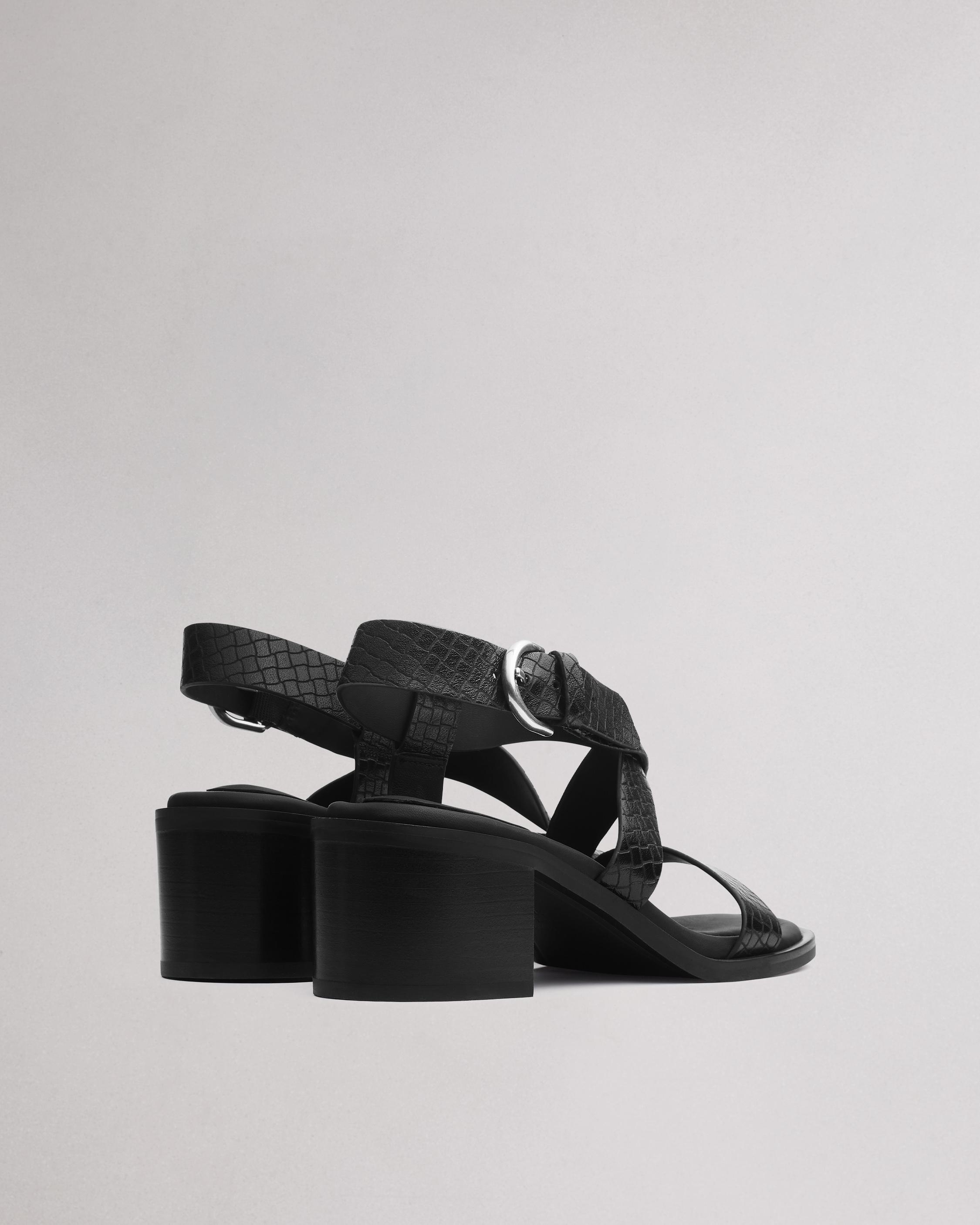 Geo Leather Block Heel - 3