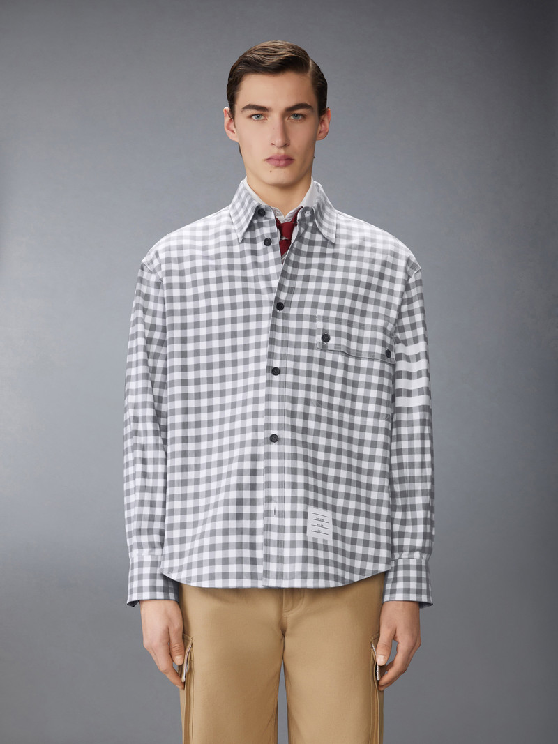 Thom Browne GINGHAM CHECK FLANNEL 4-BAR OVERSIZED SHIRT outlook