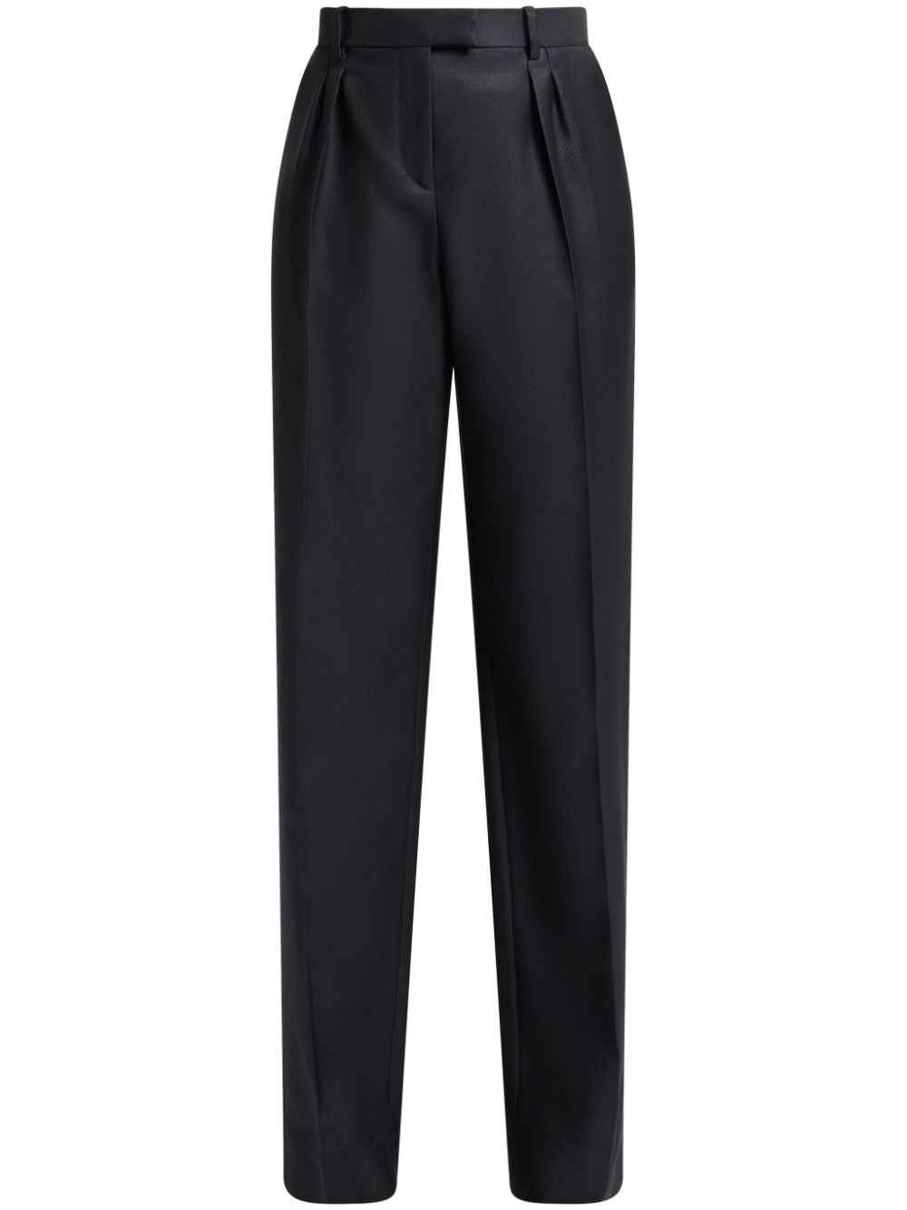 wool-silk twill tailored pleated trousers - 1