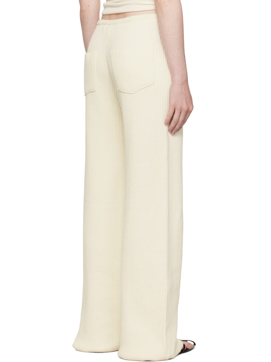 Beige Knit Drawstring Trousers - 3