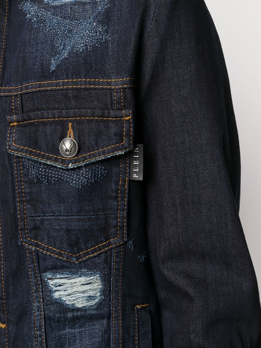 spike sleeve denim jacket - 5