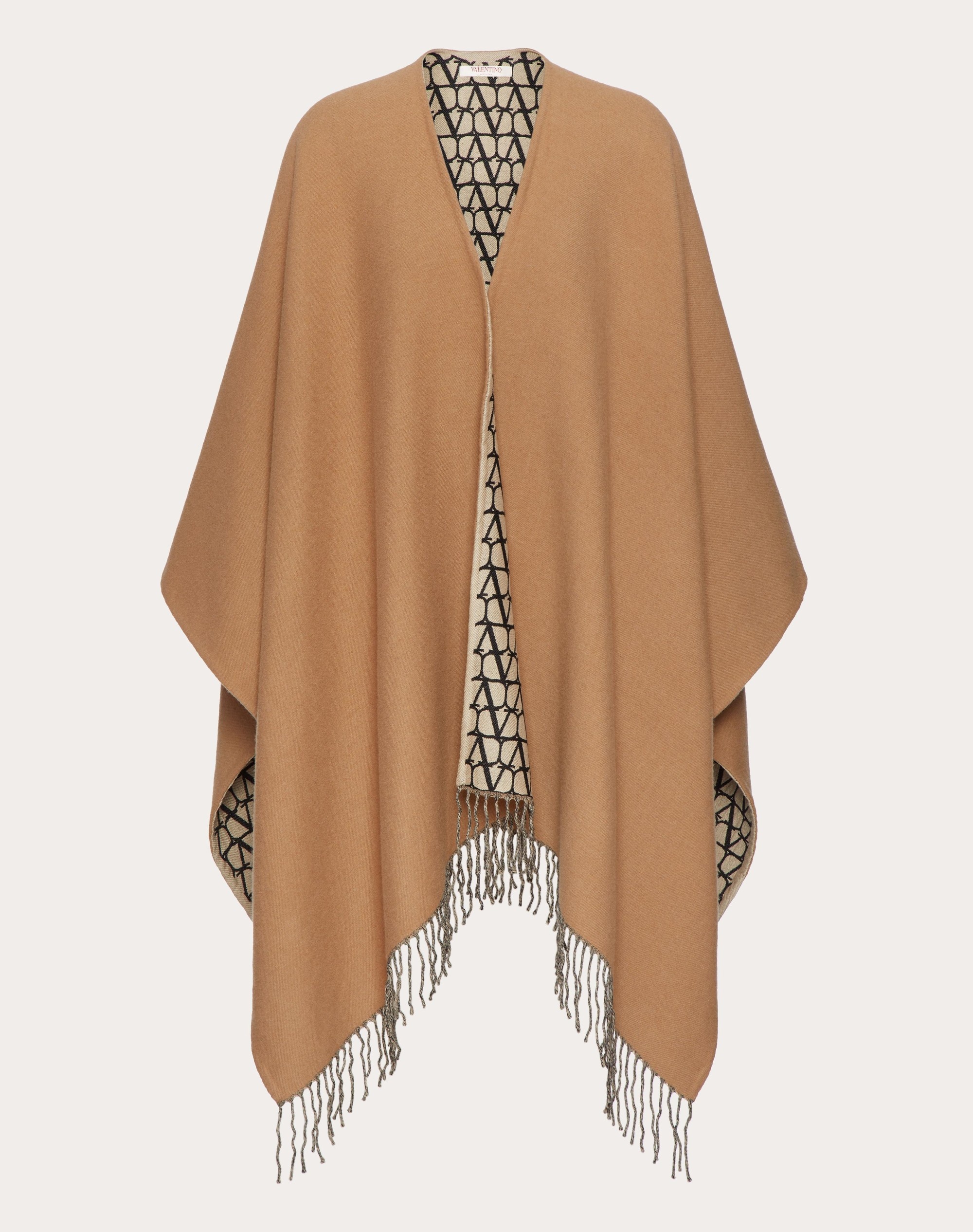 DOUBLE TOILE ICONOGRAPHE PONCHO IN WOOL, SILK AND CASHMERE - 1