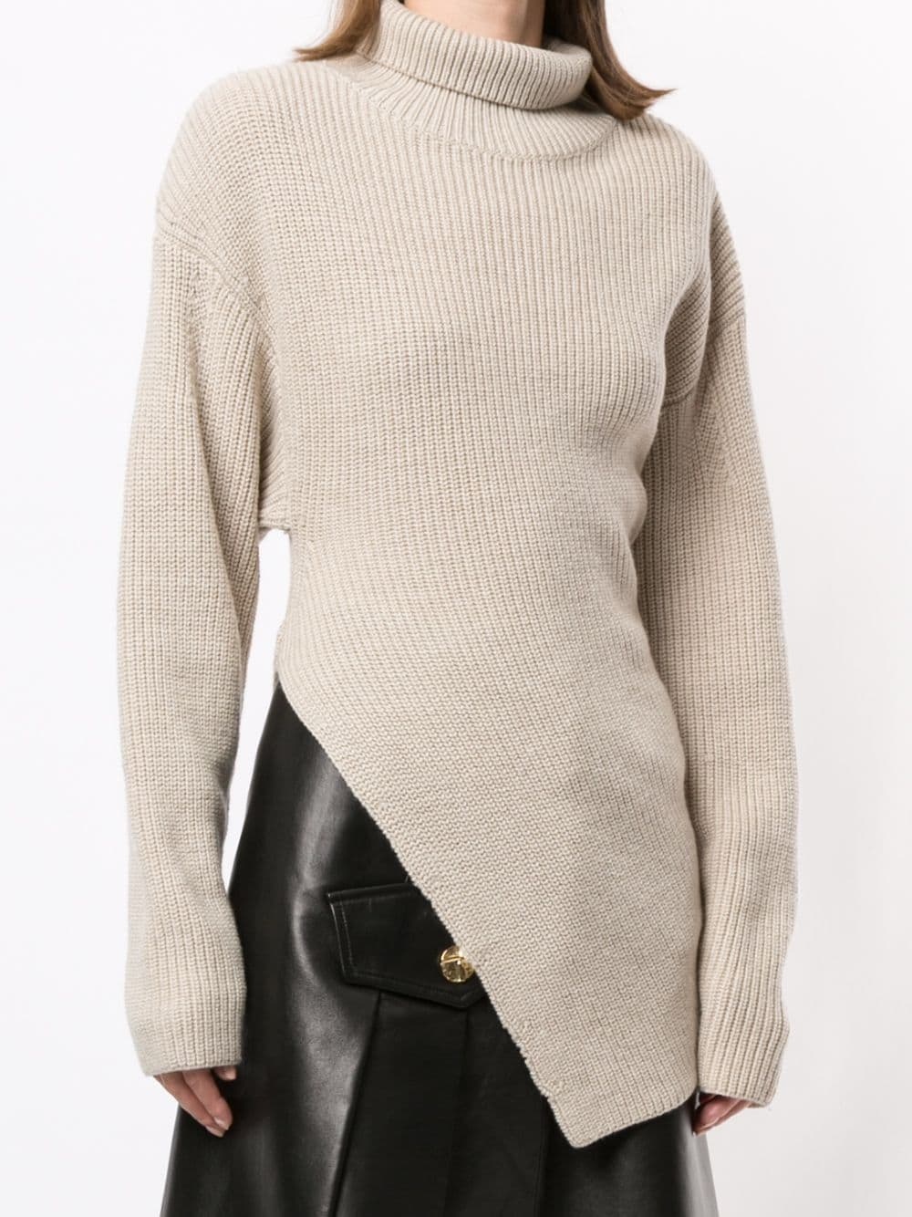 asymmetrical wool turtleneck jumper - 3