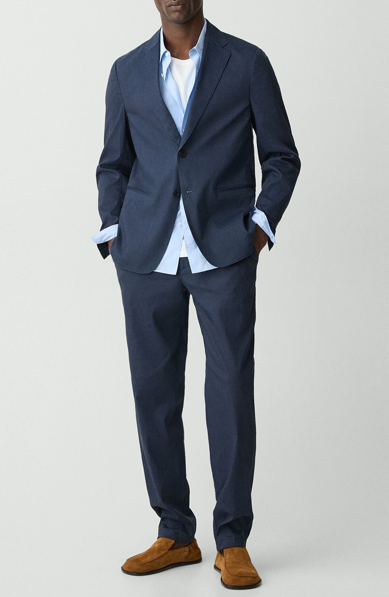 Theory Clinton Navy Stretch Linen Blend Sport Coat in Eclipse at Nordstrom - 6