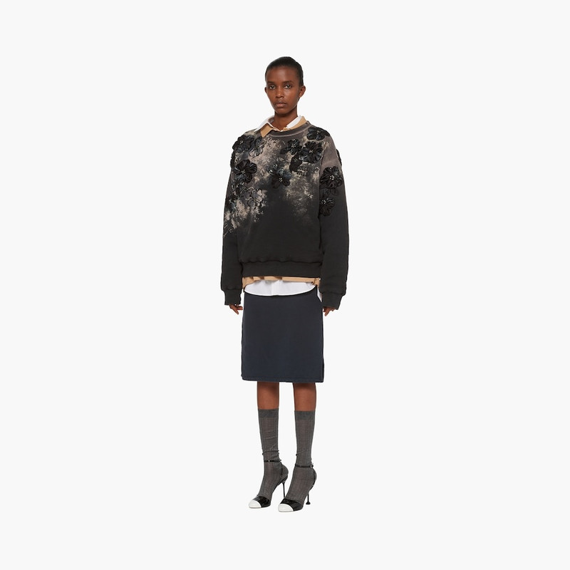 Miu Miu Embroidered garment-dyed sweatshirt outlook