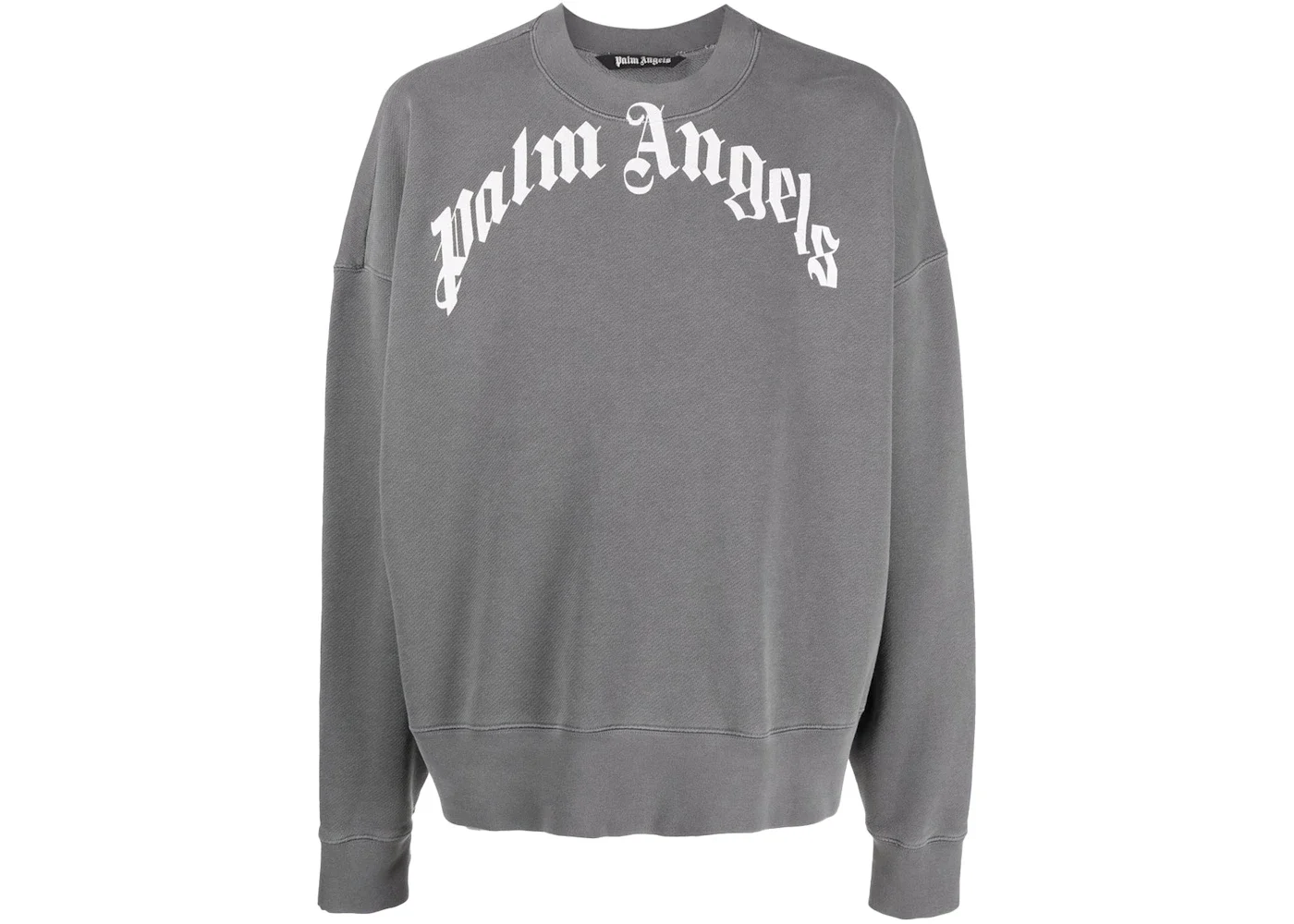 Palm Angels Curved Logo Crewneck Dark Grey/White (SS22) - 1