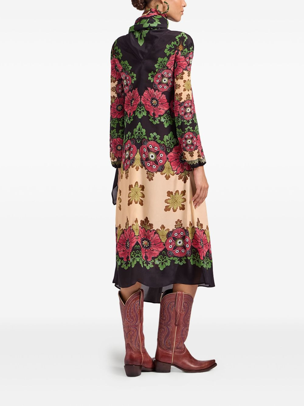Karis floral-print asymmetric dress - 3