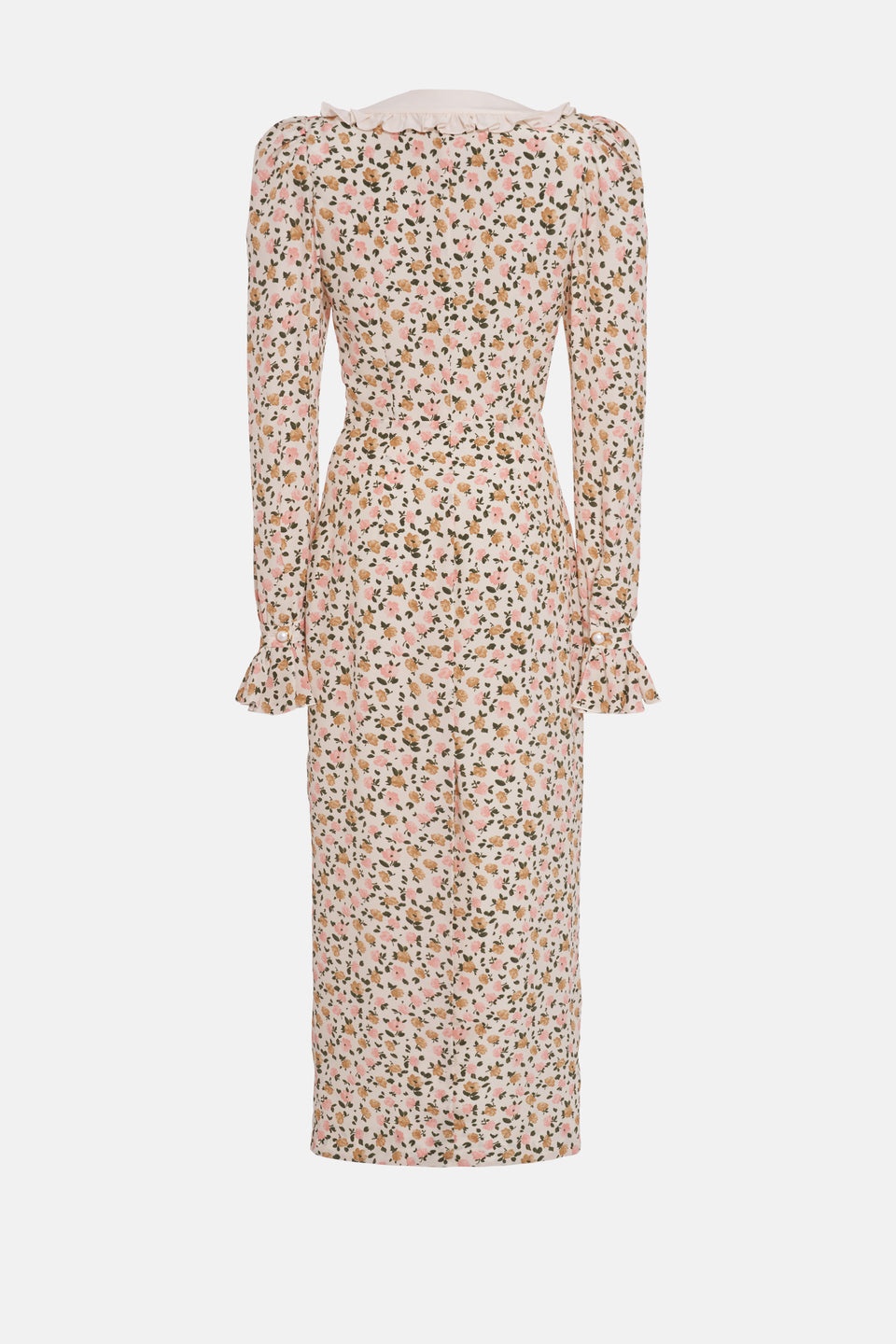 FLOWER PRINT SILK DRESS WITH COLLAR AND BUTTONS - 2