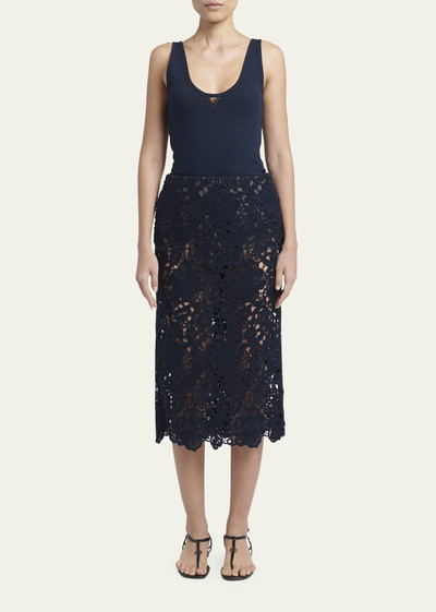 Valentino Floral Lace Sheer Pencil Skirt outlook